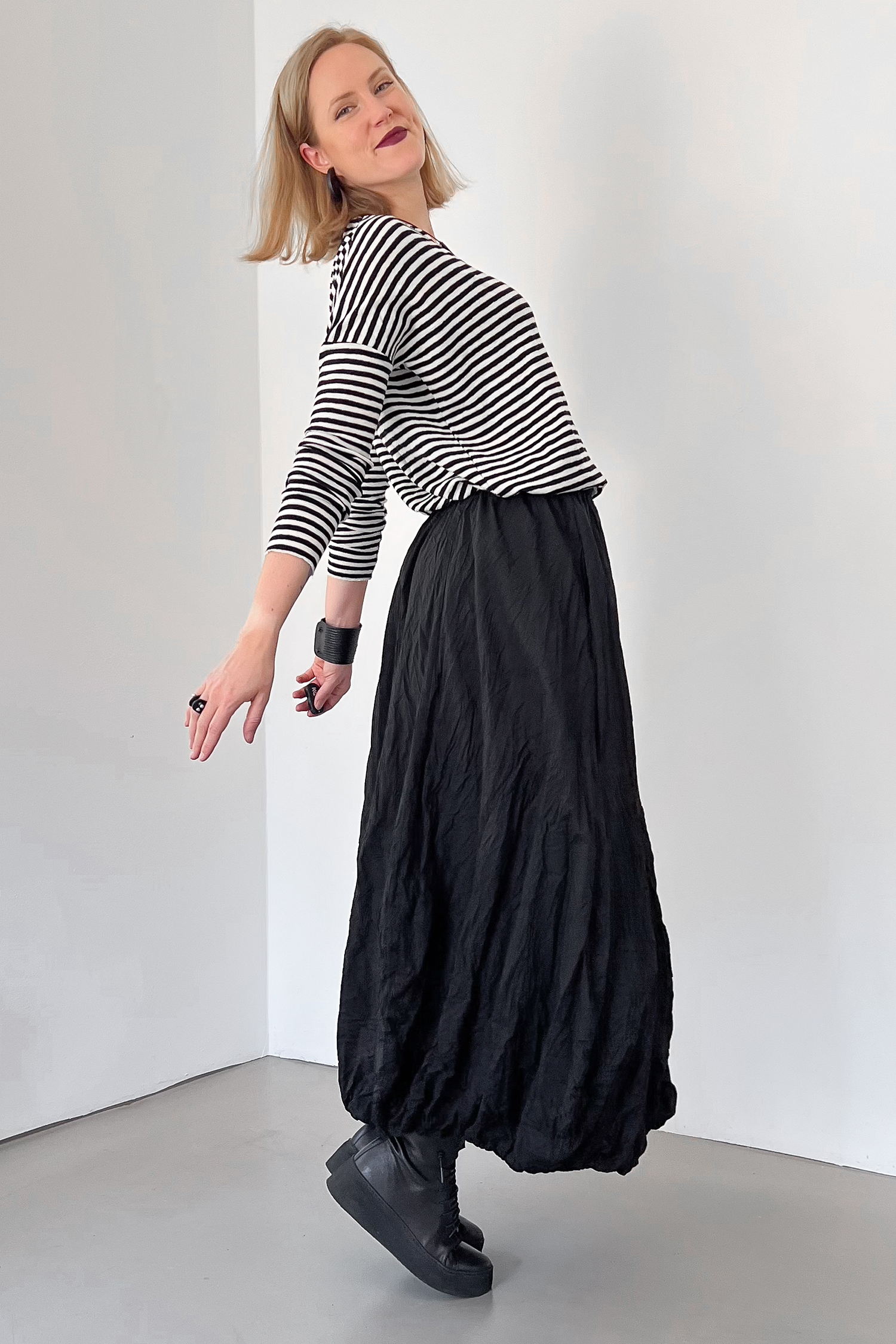 Merino longsleeve - white/black small - 4027