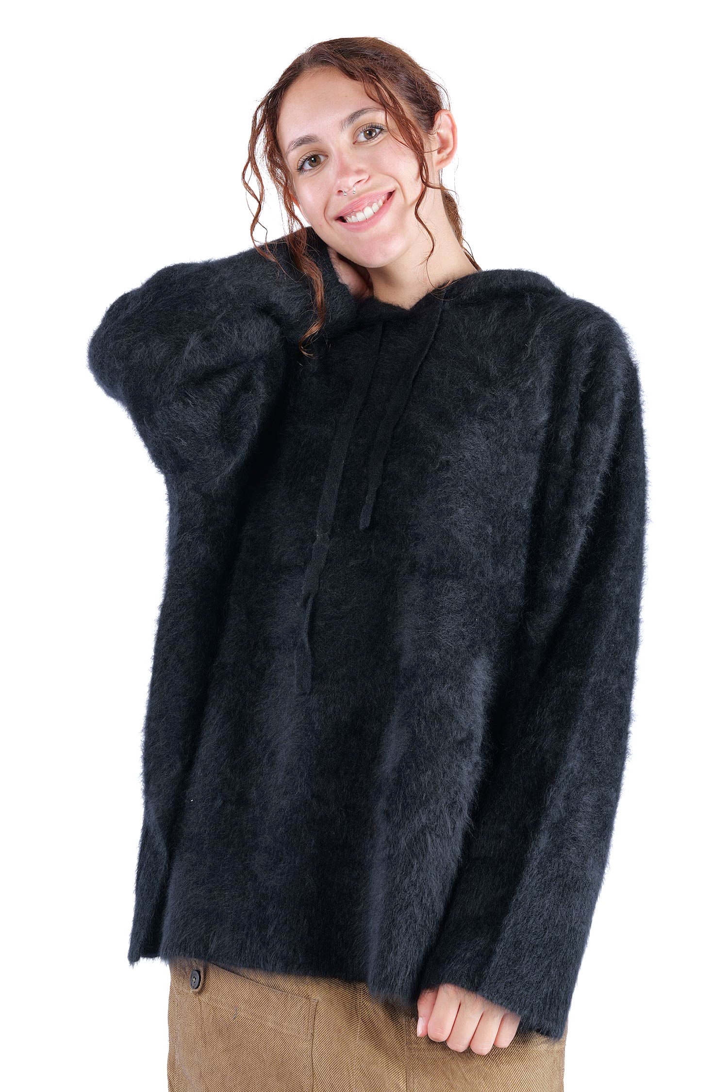 Flauschiger Kaschmir Hoodie - Night - 26132