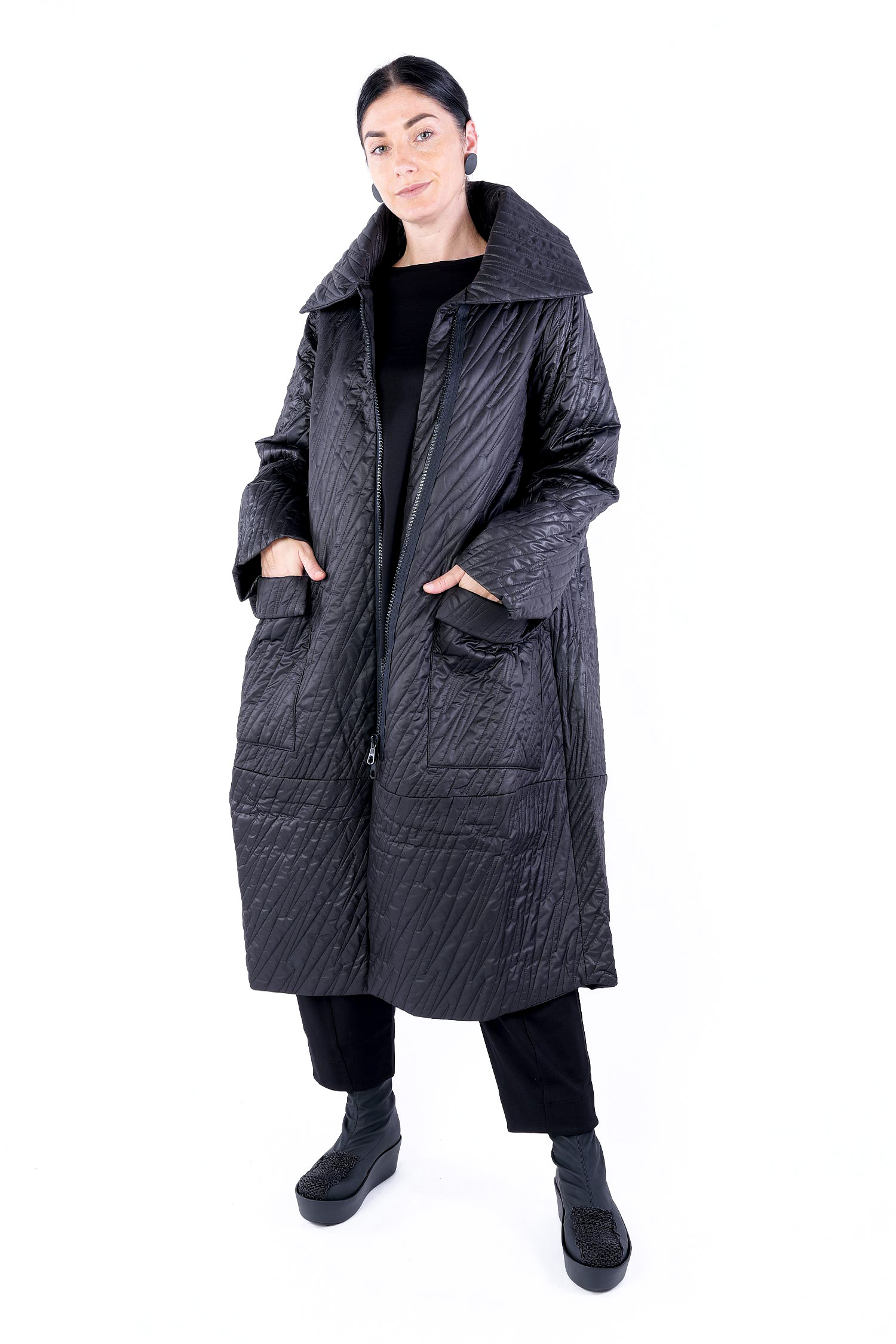 Tulpiger Wintermantel - Schwarz - W25-05