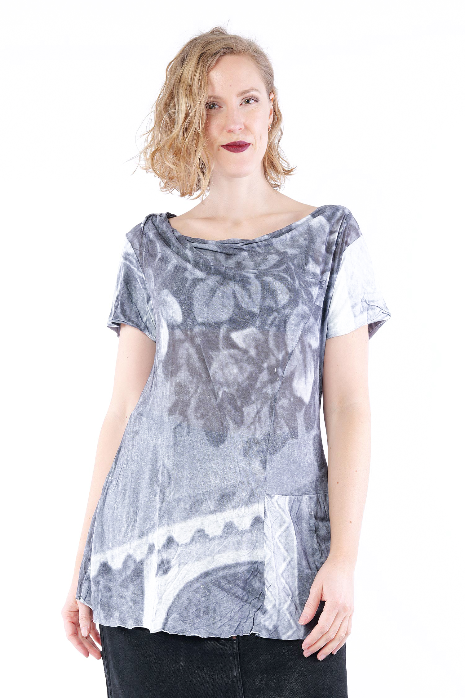 T-shirt with silk - Black print - 1262420502