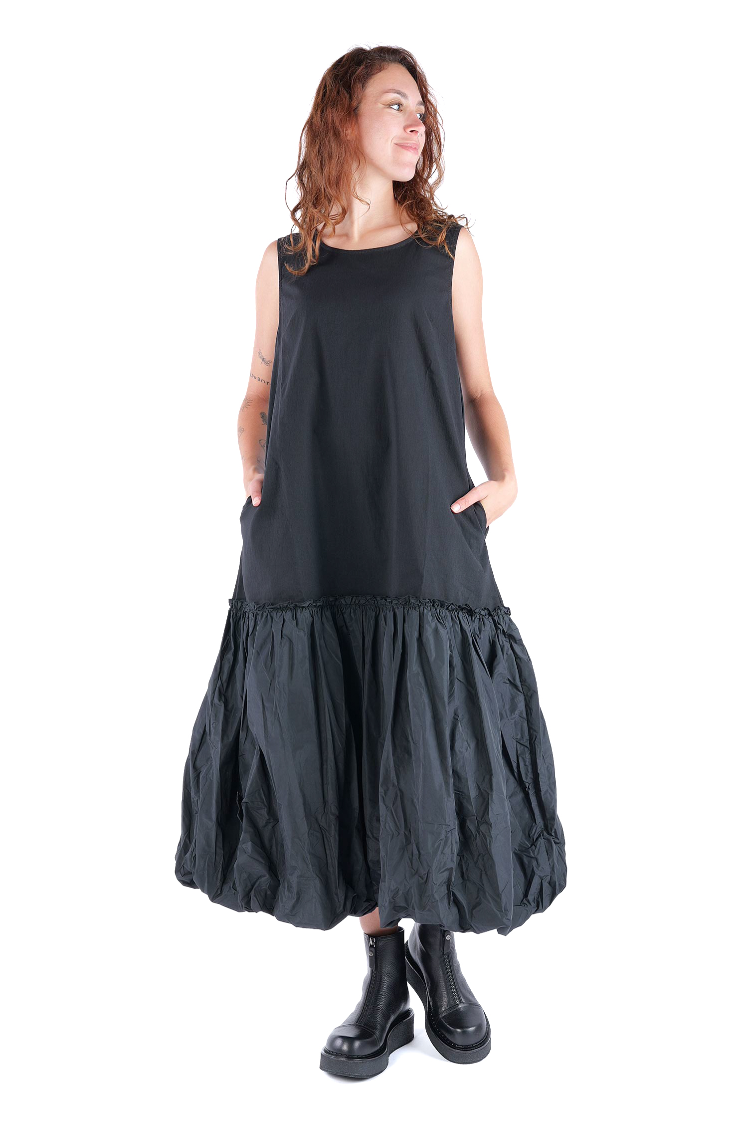 Gerüschtes Kleid - Schwarz - 1124