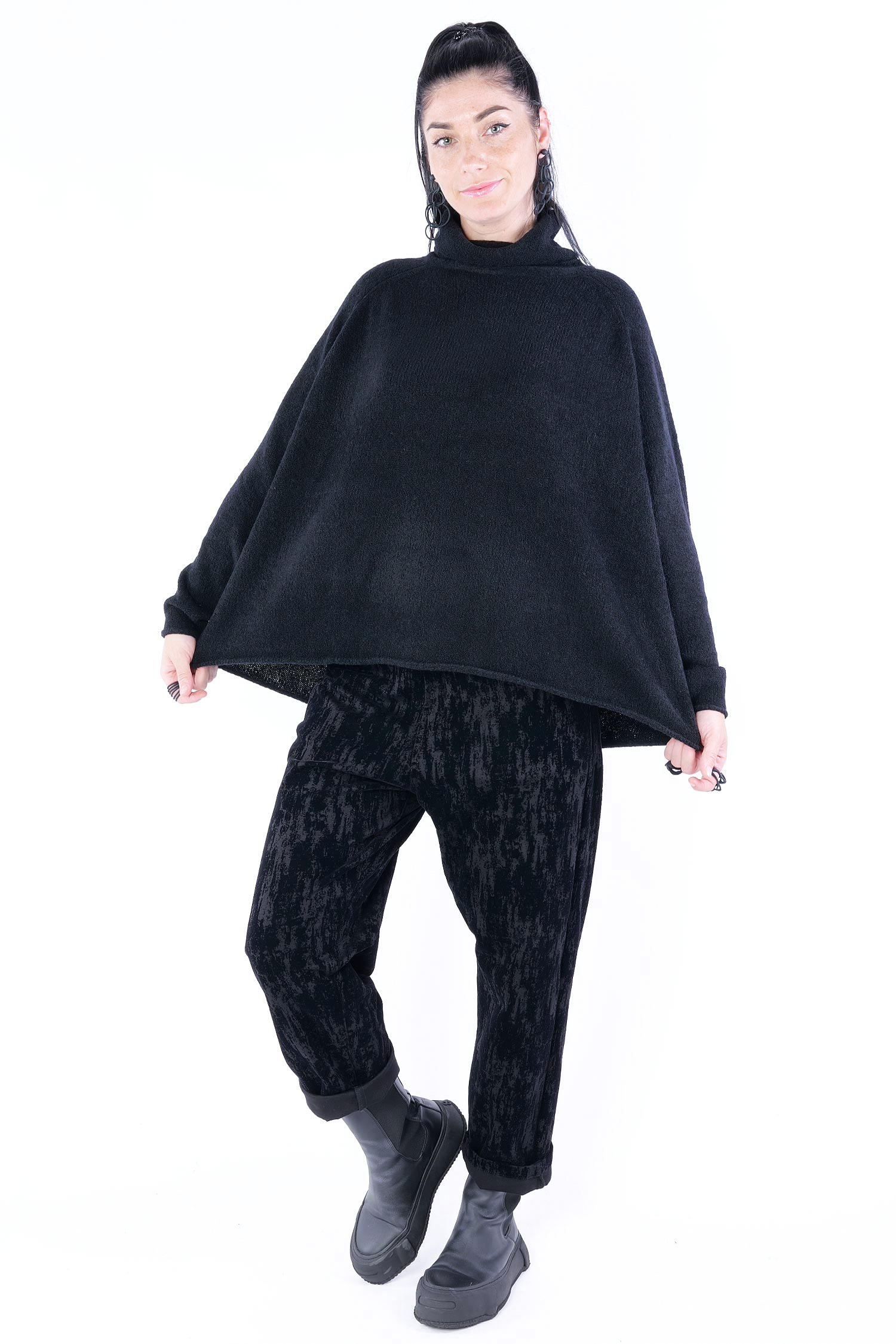 Oversize Strickpullover - Schwarz - 2253310701