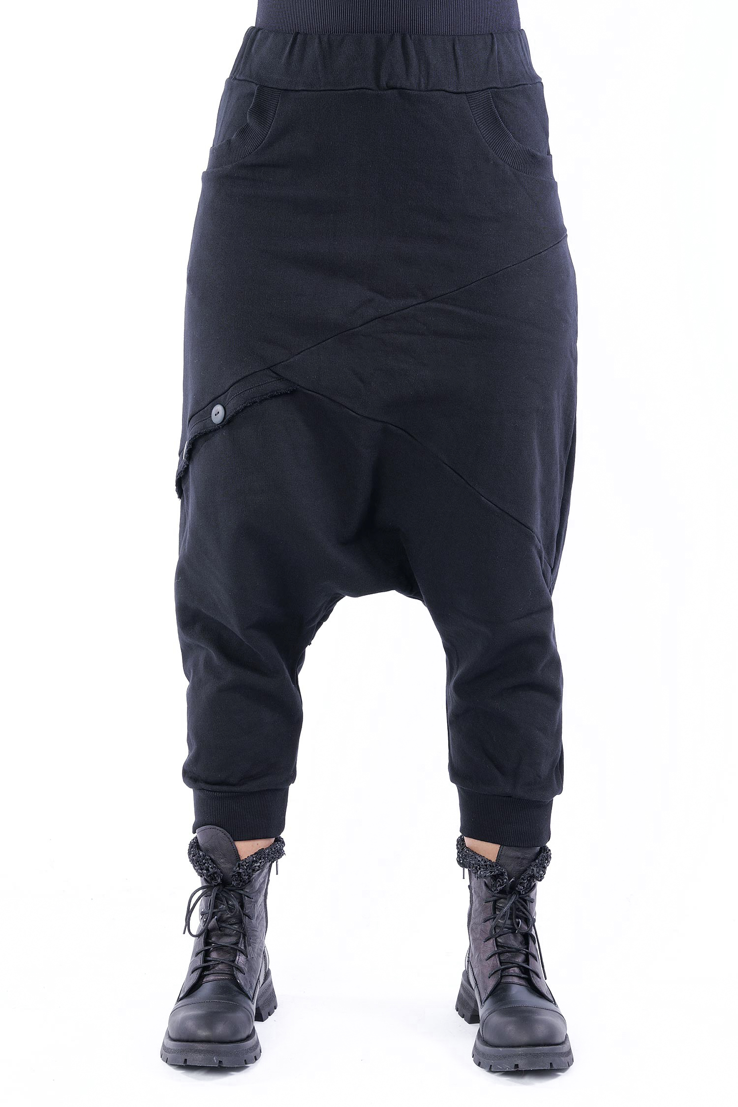 Sweathose mit tiefem Schritt - Schwarz - Blaxo