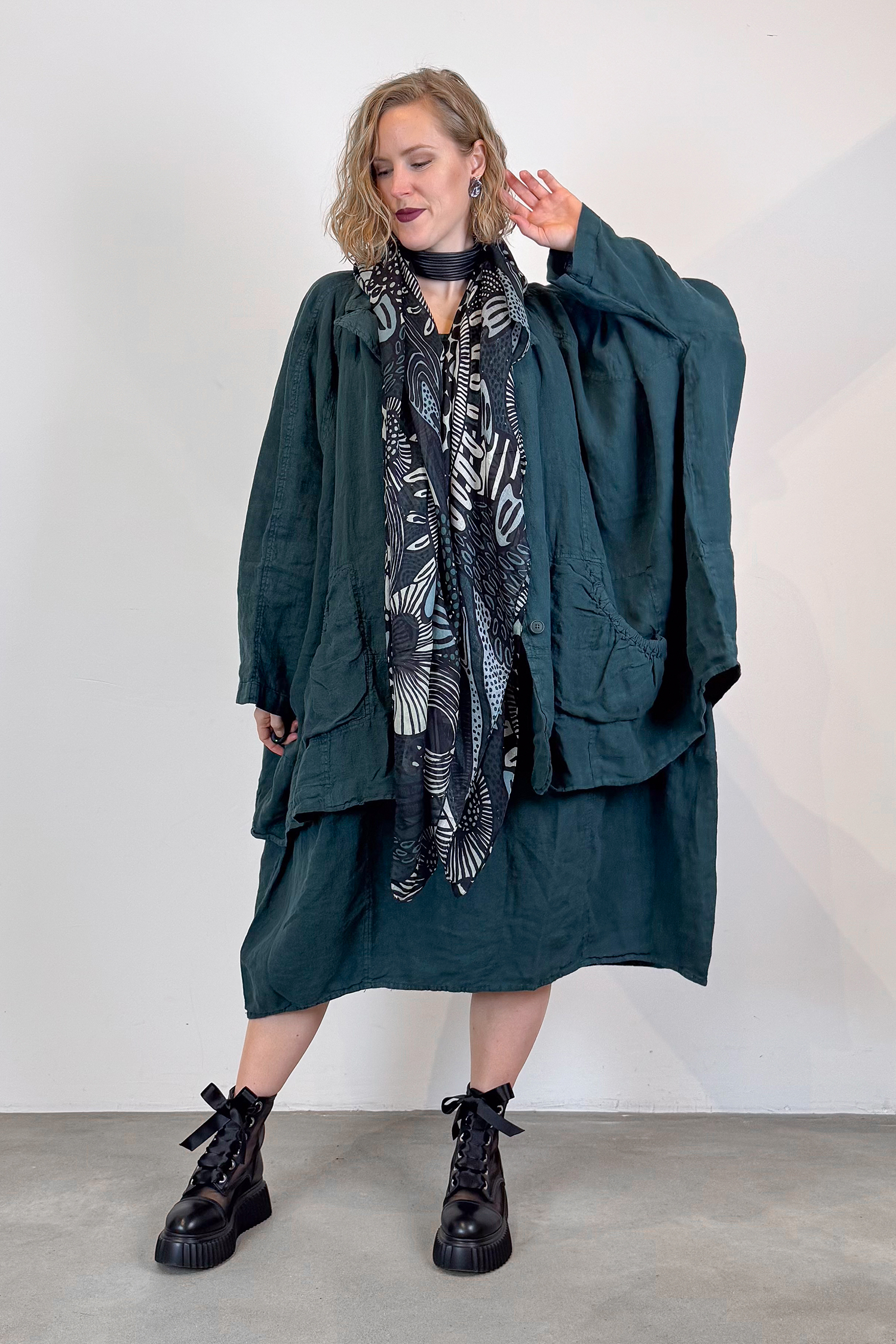 Oversized linen coat - Tree - 1263541102