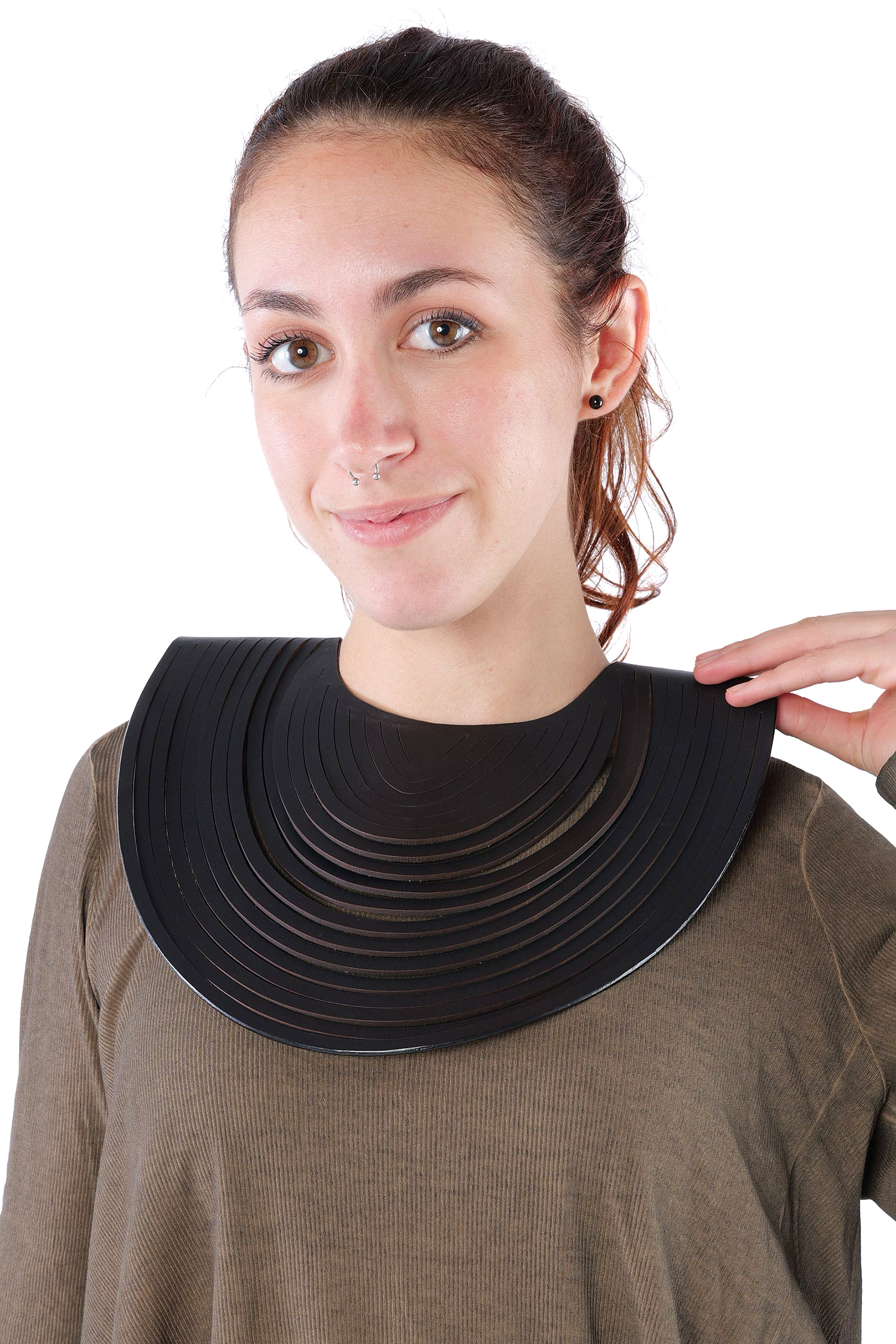 Leather necklace - black - NE15