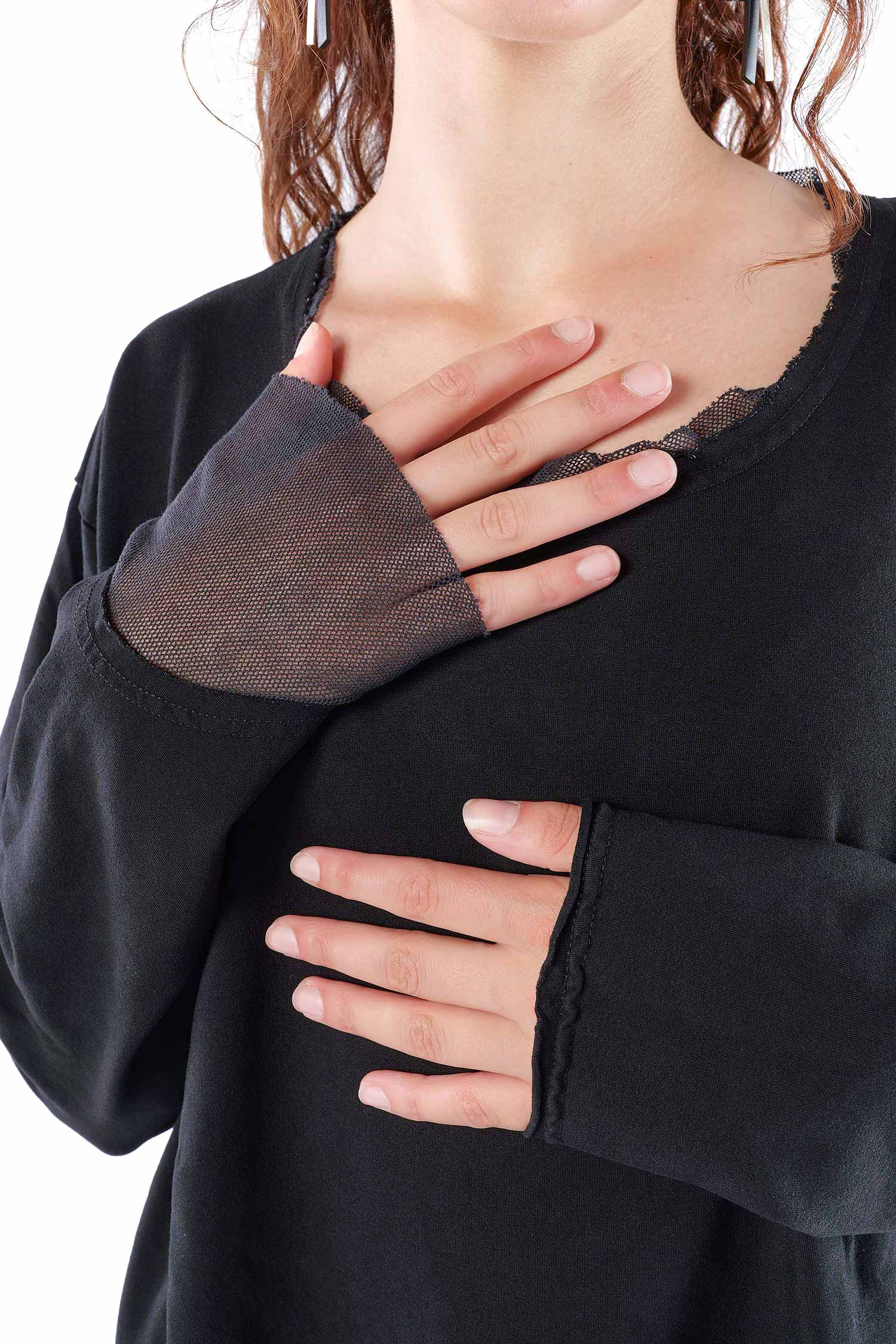 Shirt mit Tüll - Schwarz - 2263510502