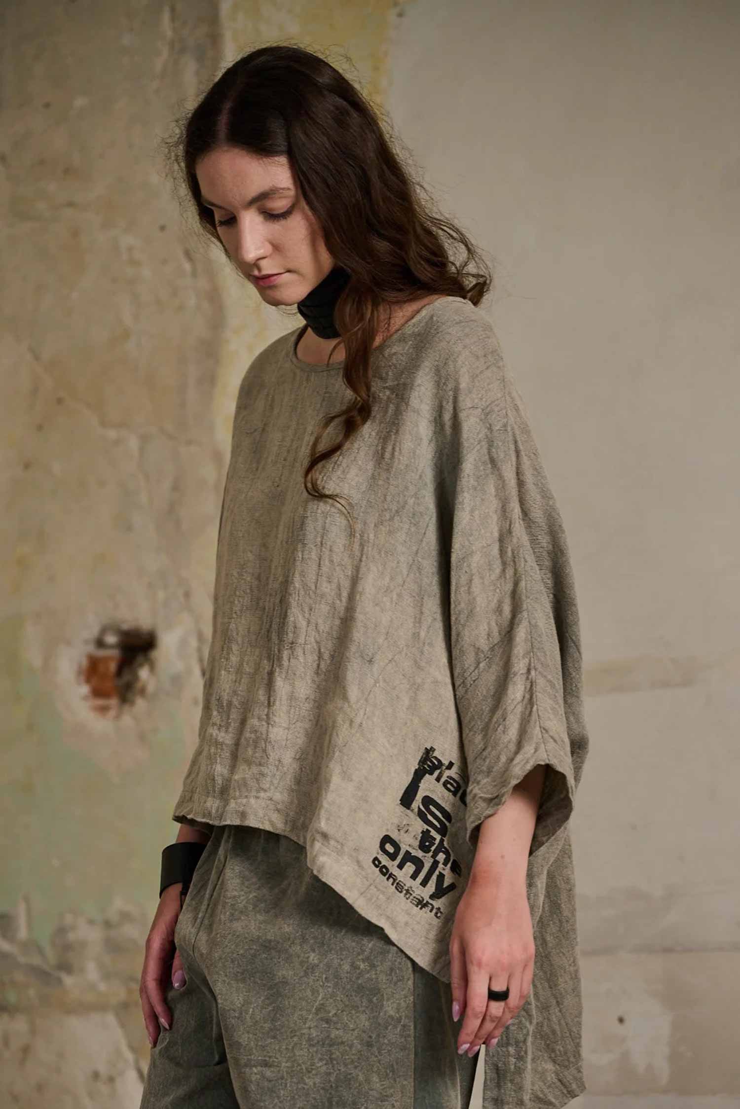 Leinen Shirt - Grey Stone-washed - Curie