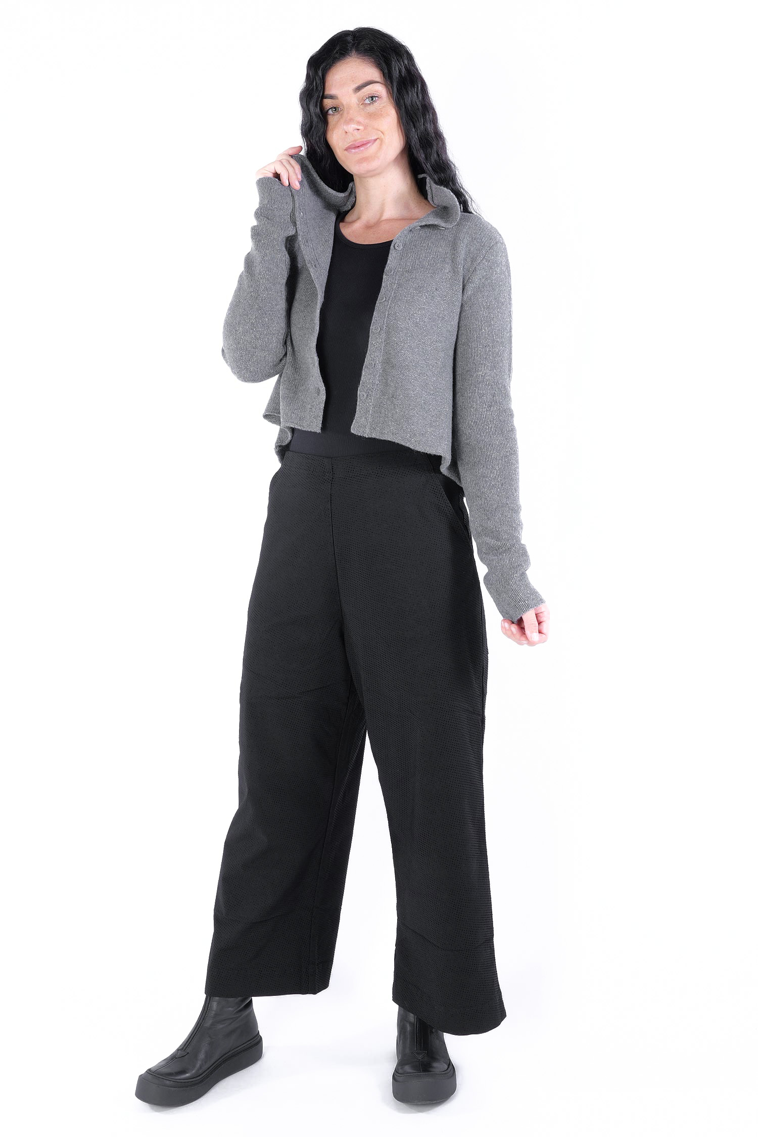 Kurze Strickjacke - Dark grey - 2253627103