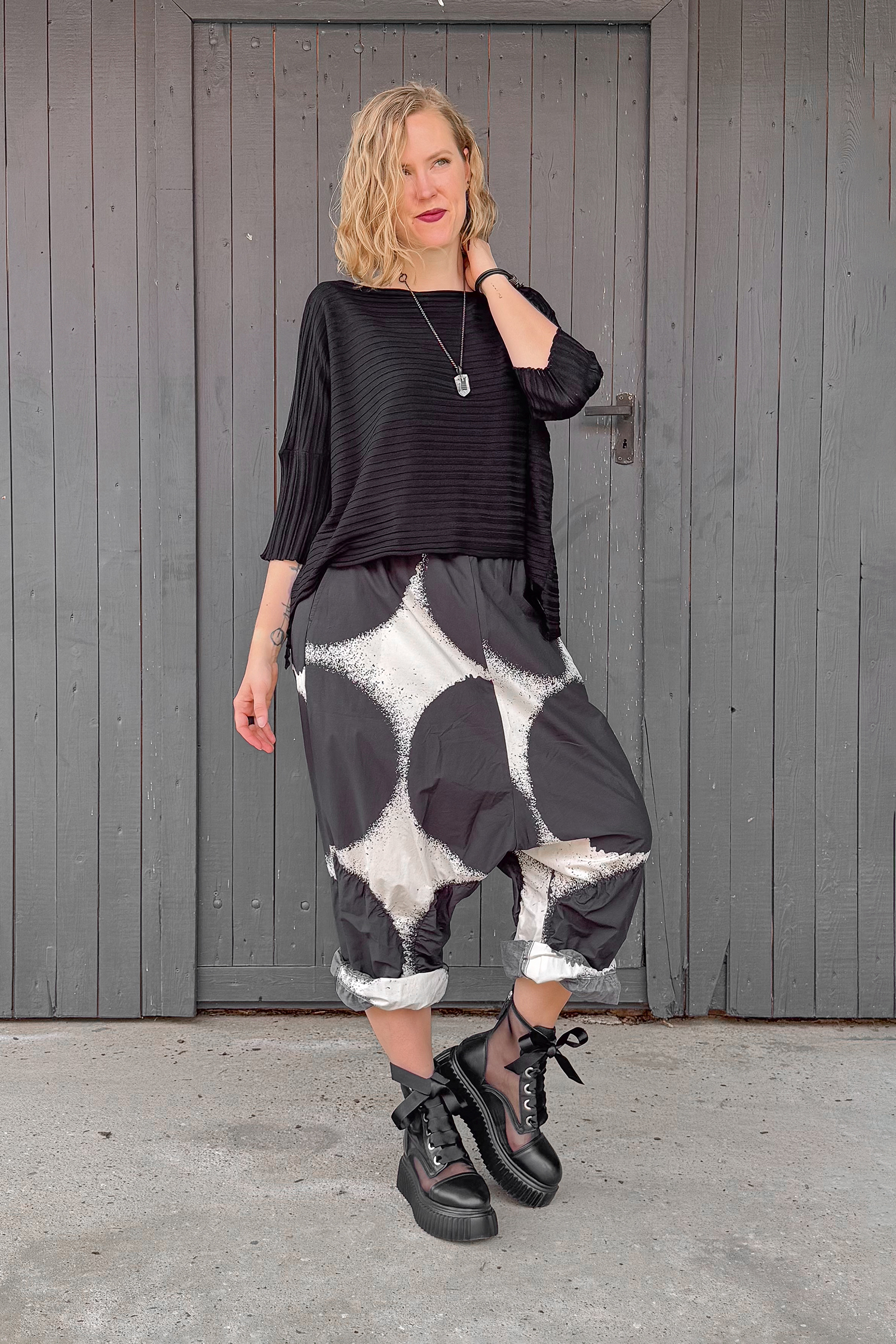Long pants with circles - Black print - 1261260106