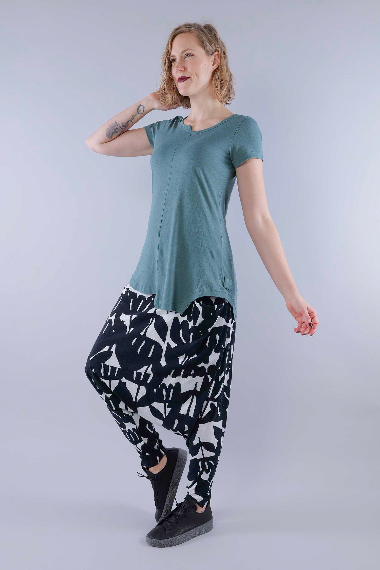 Linen jersey T-shirt - Grass - 1263650501