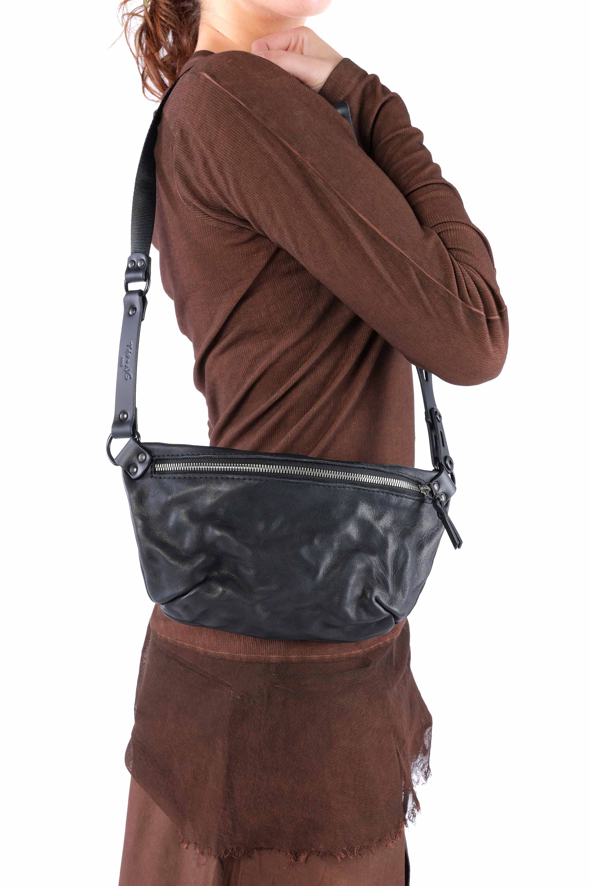 Leder Gürteltasche - schwarz - Amos