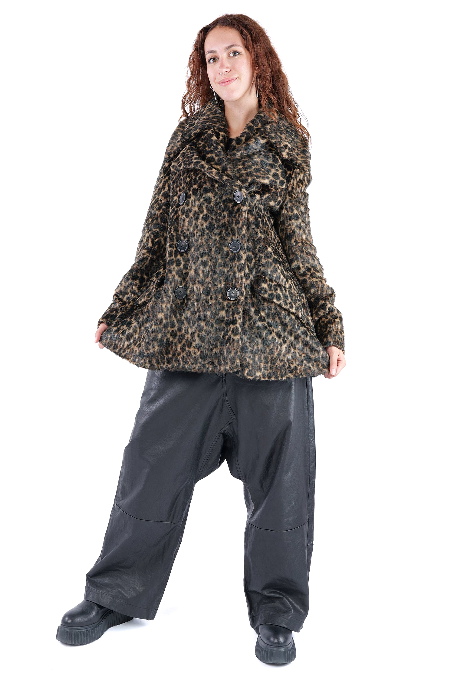 Oversized leopard fur jacket - Leo jacquard - 2261191102