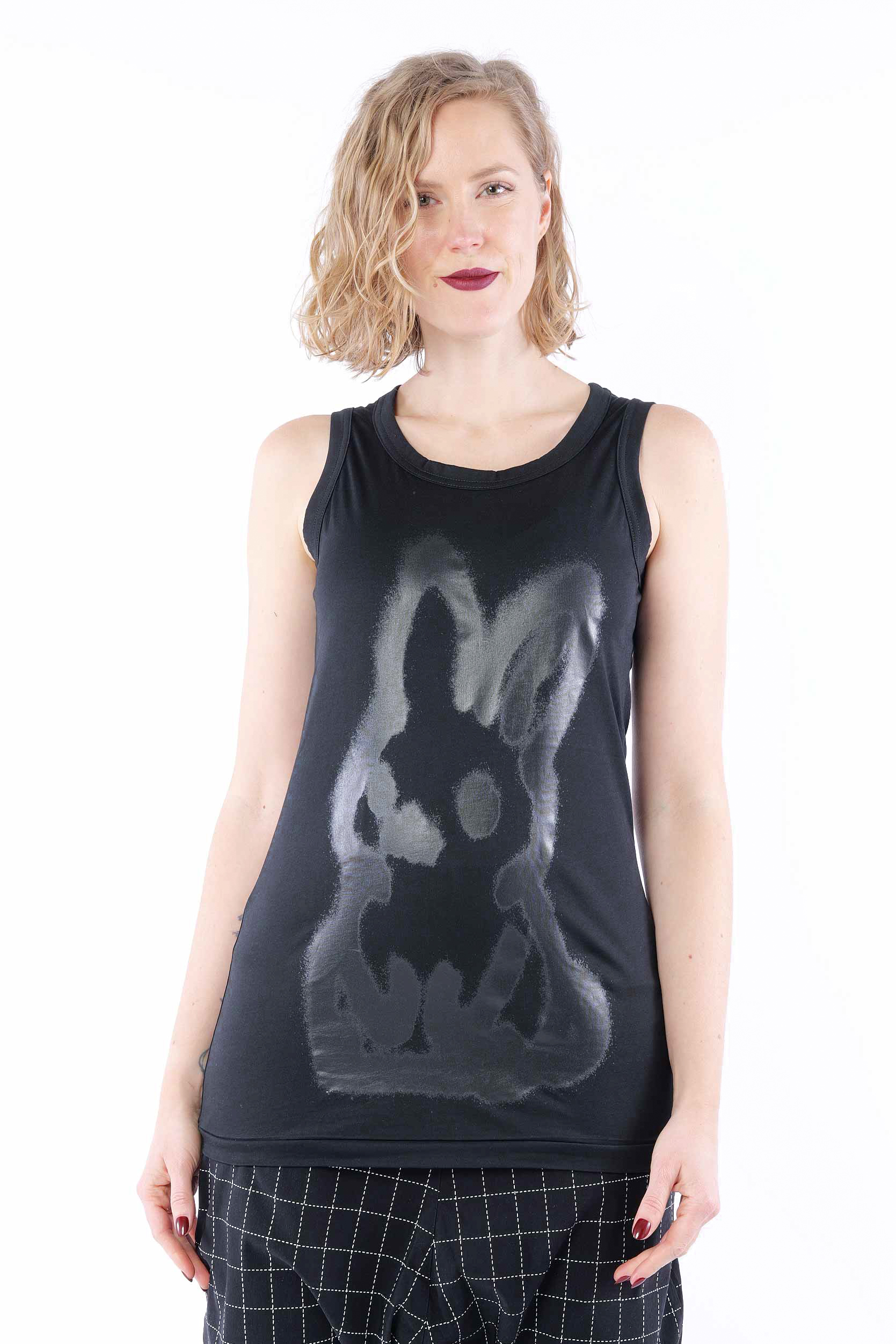 Top mit Hasenprint - Black print - 1261300806