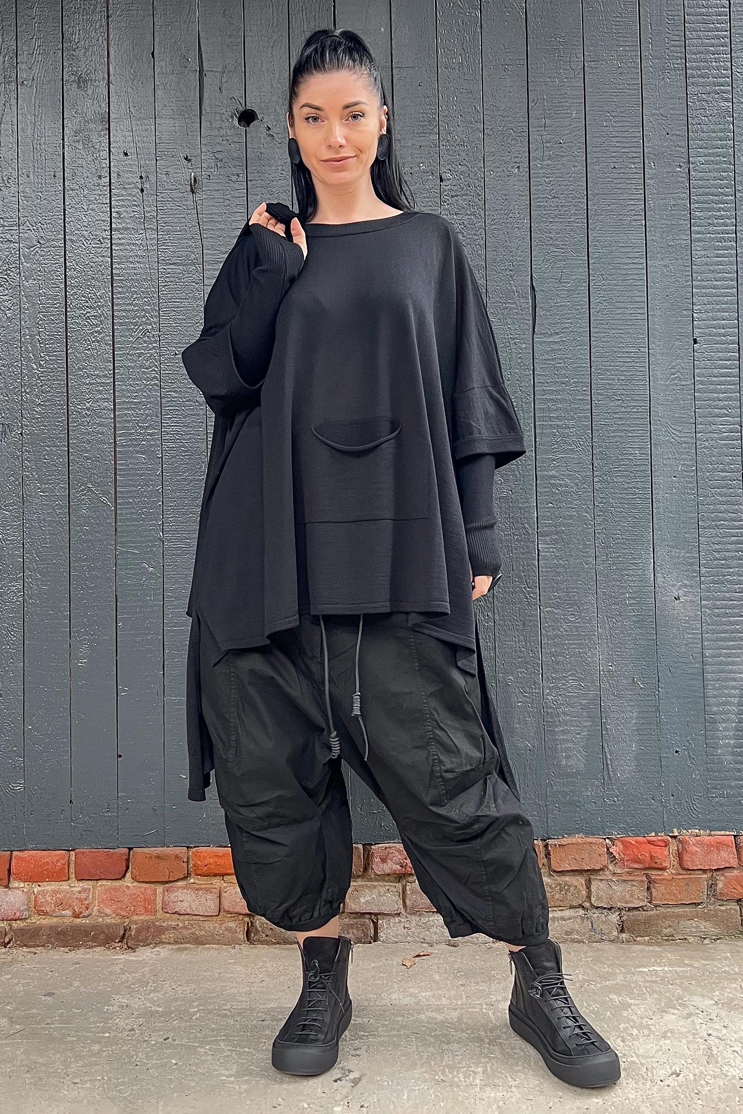 Feinstricktunika - Schwarz - 003-SW-MEP