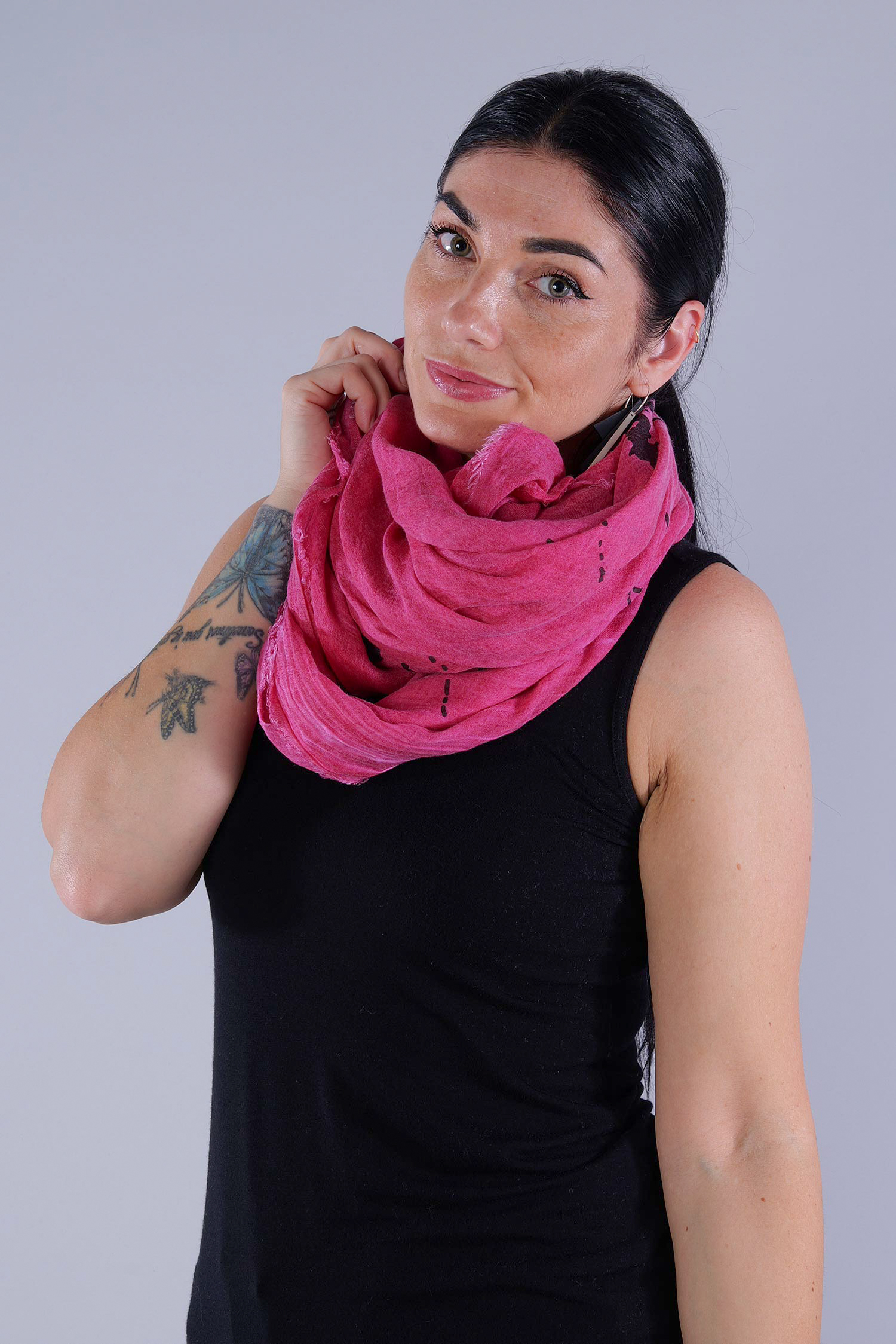 Schal mit Wolle - Lotus print - 2253361403