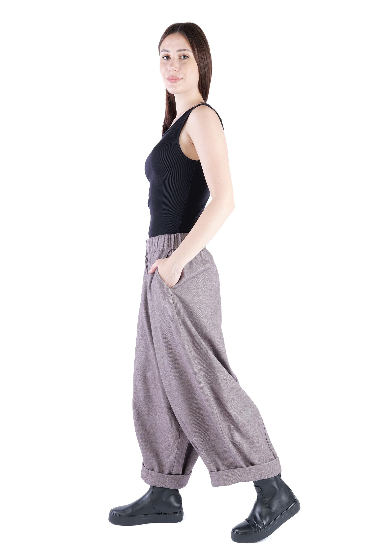 Weite Hose - Dusty rose melange - Alido