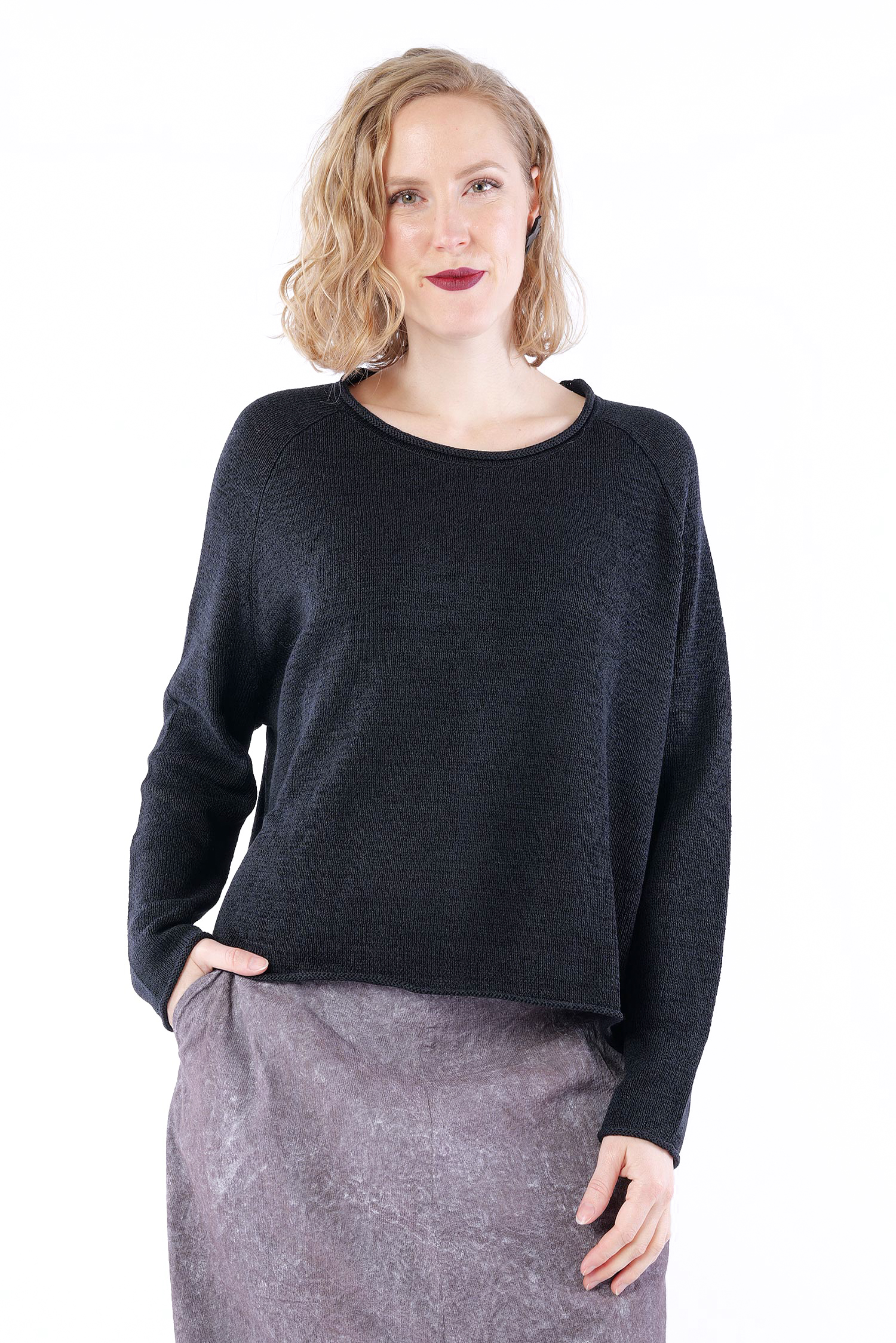 Grobstrickpullover - Schwarz - 1263720719