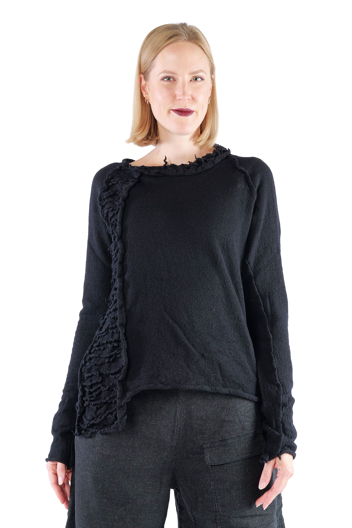 Dekorativer Wollpullover - Schwarz - 2262680705