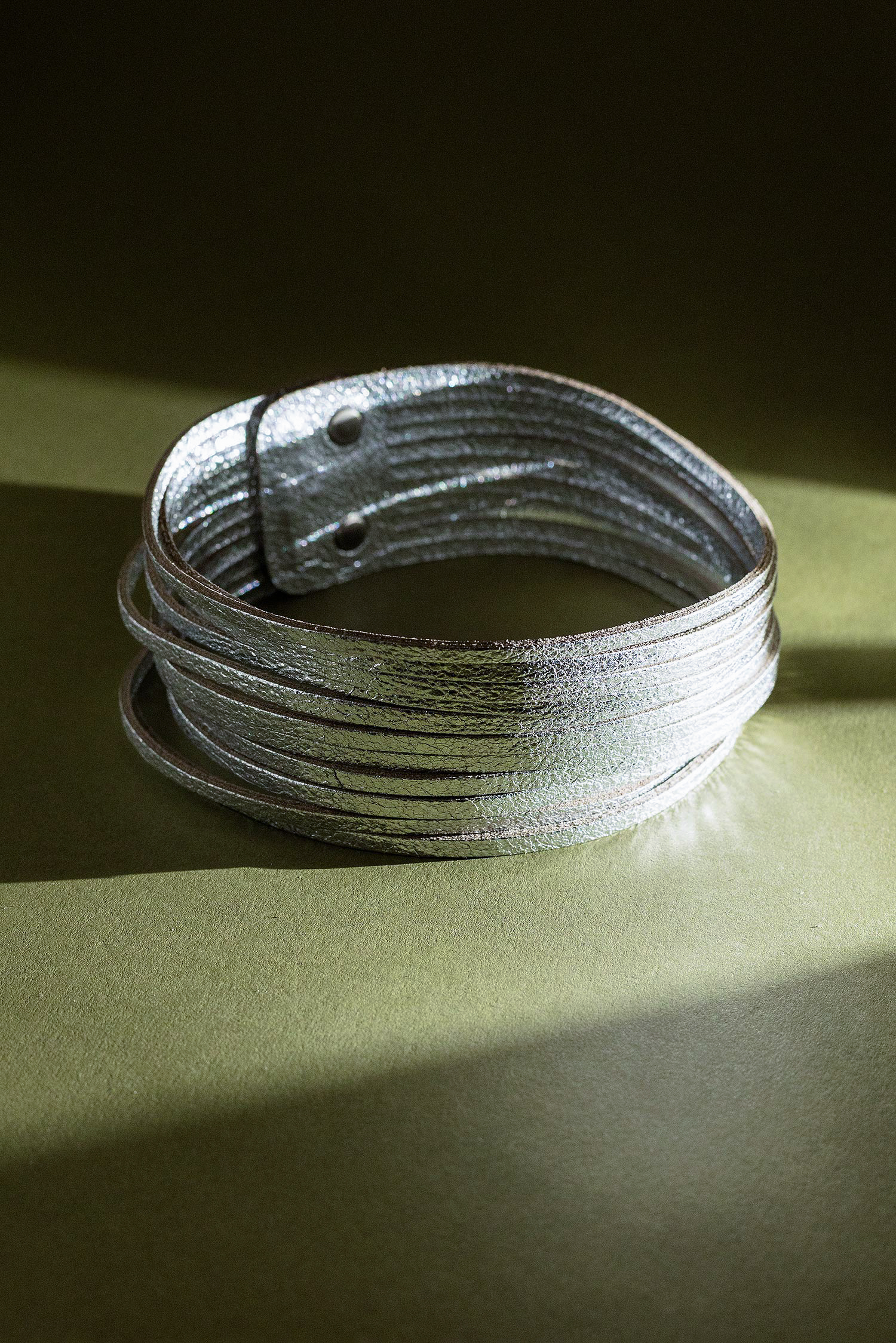 Leather Necklace - silver - Choker