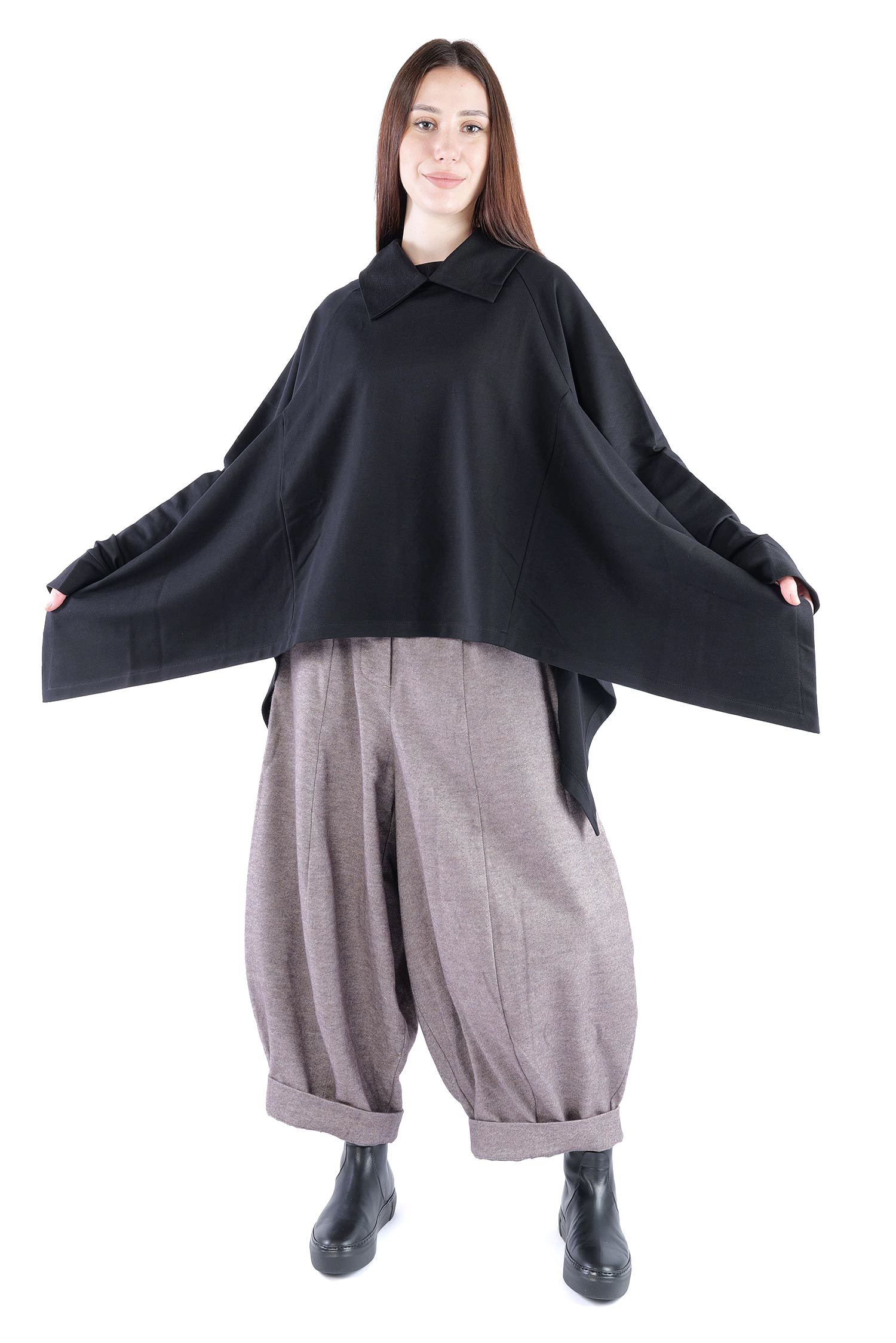 Asymmetrischer Pullover - Schwarz - 26.2-KHF112