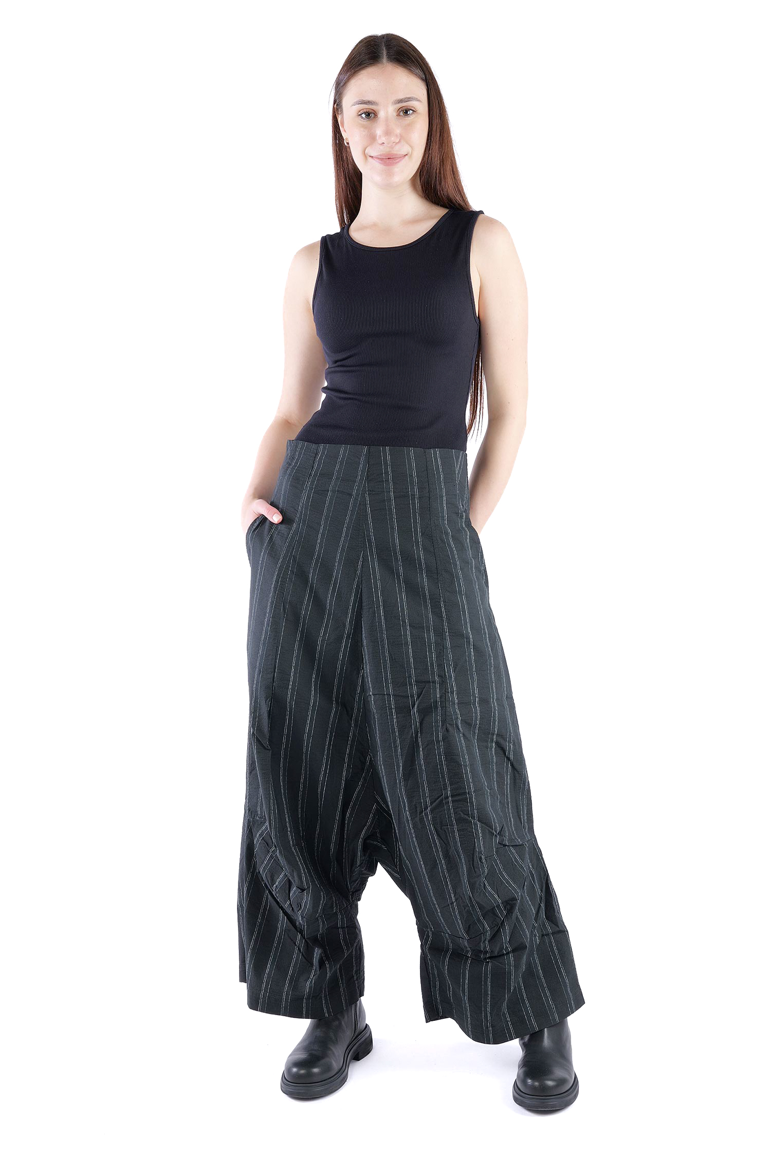 Weite Stretchhose - Petrol cloud stripe - 2261240104