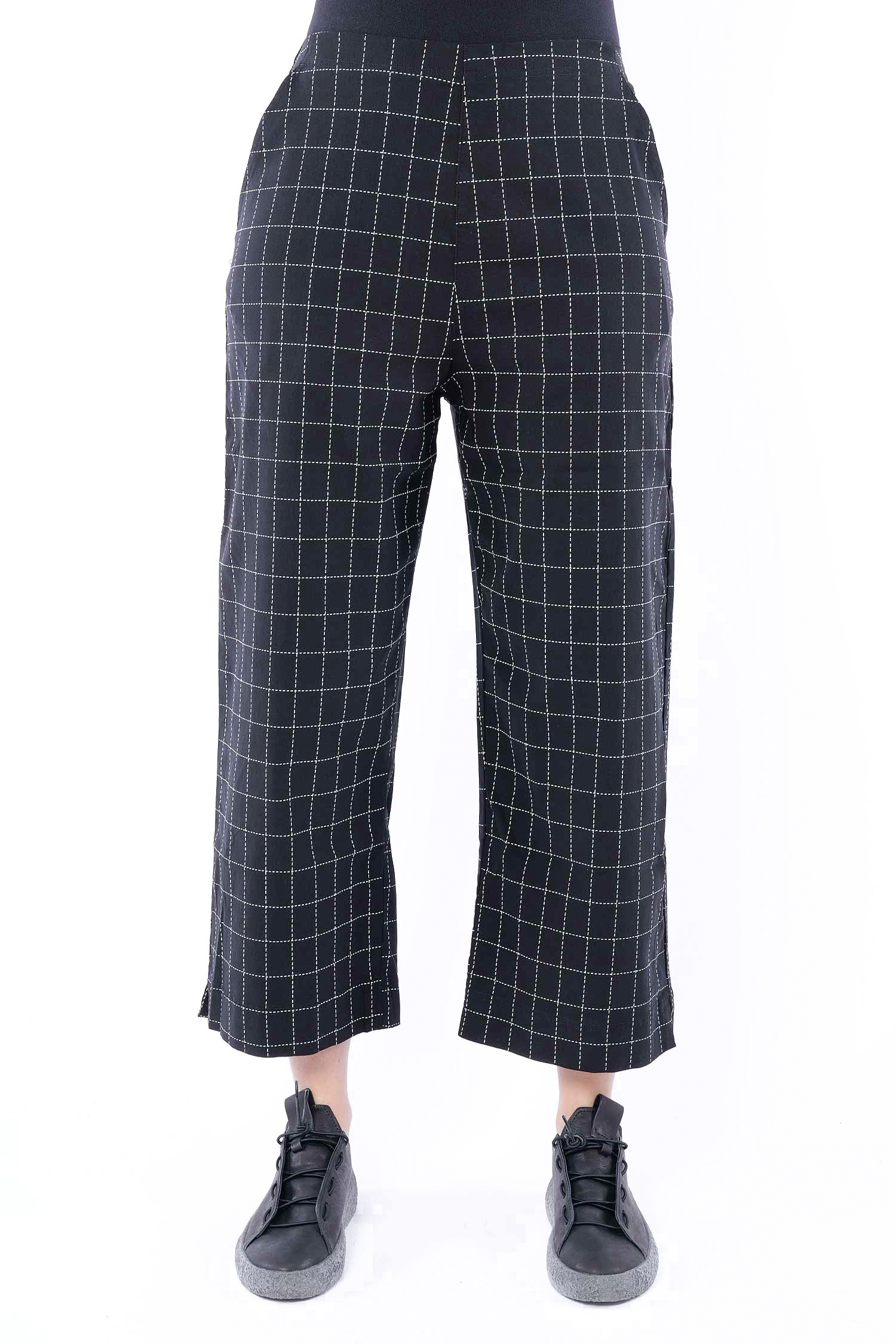 Stretch culottes - Black check - 1263440103