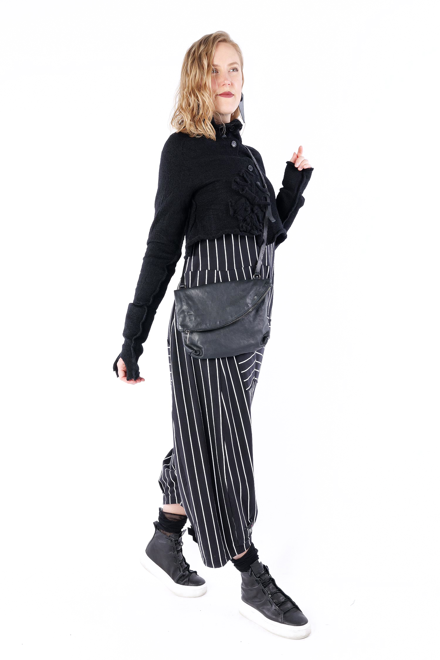 Leder Umhängetasche - Schwarz - TINA PICCOLA