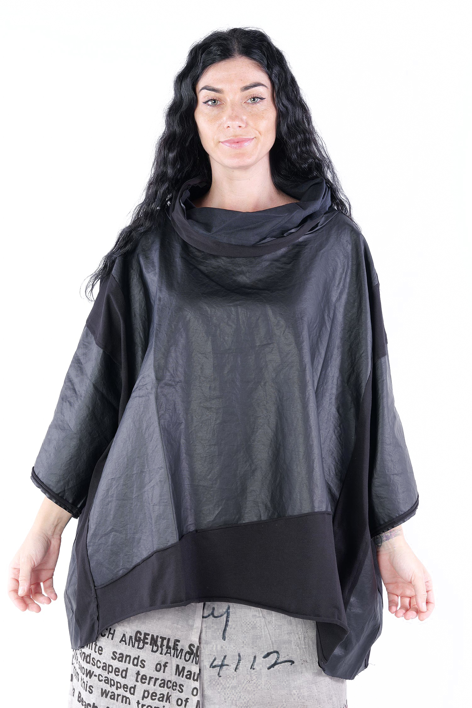 Beschichtetes T-Shirt + Stulpen - Schwarz - 25584