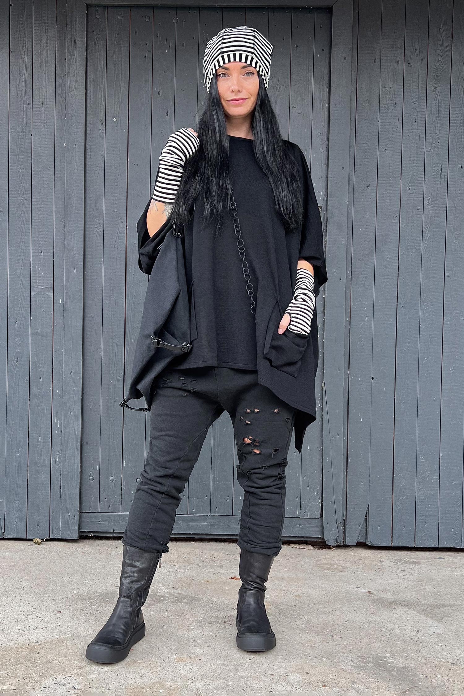 Merino Mütze - White-Black - 1035