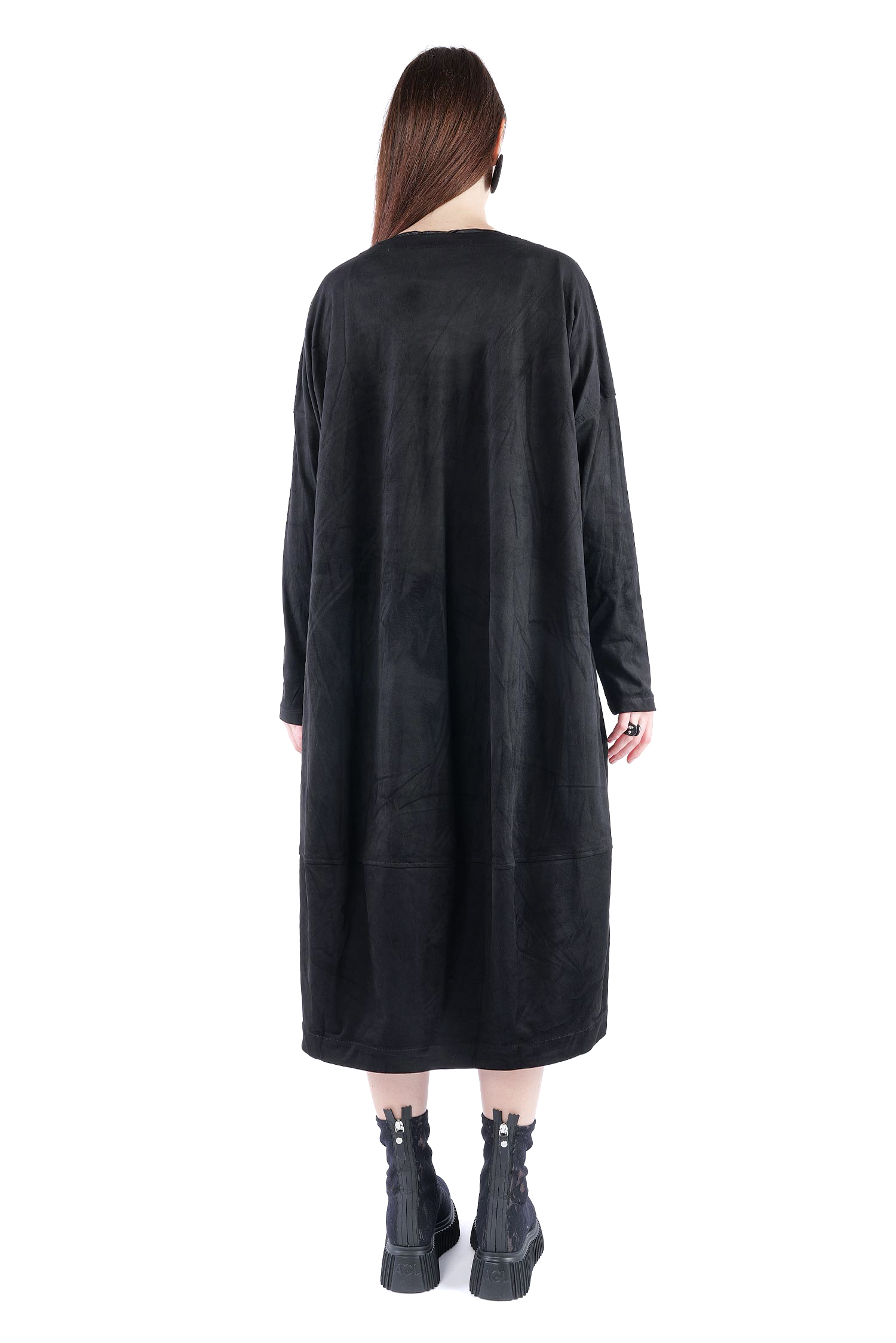Velour-Optik Kleid - Schwarz - 2263300913