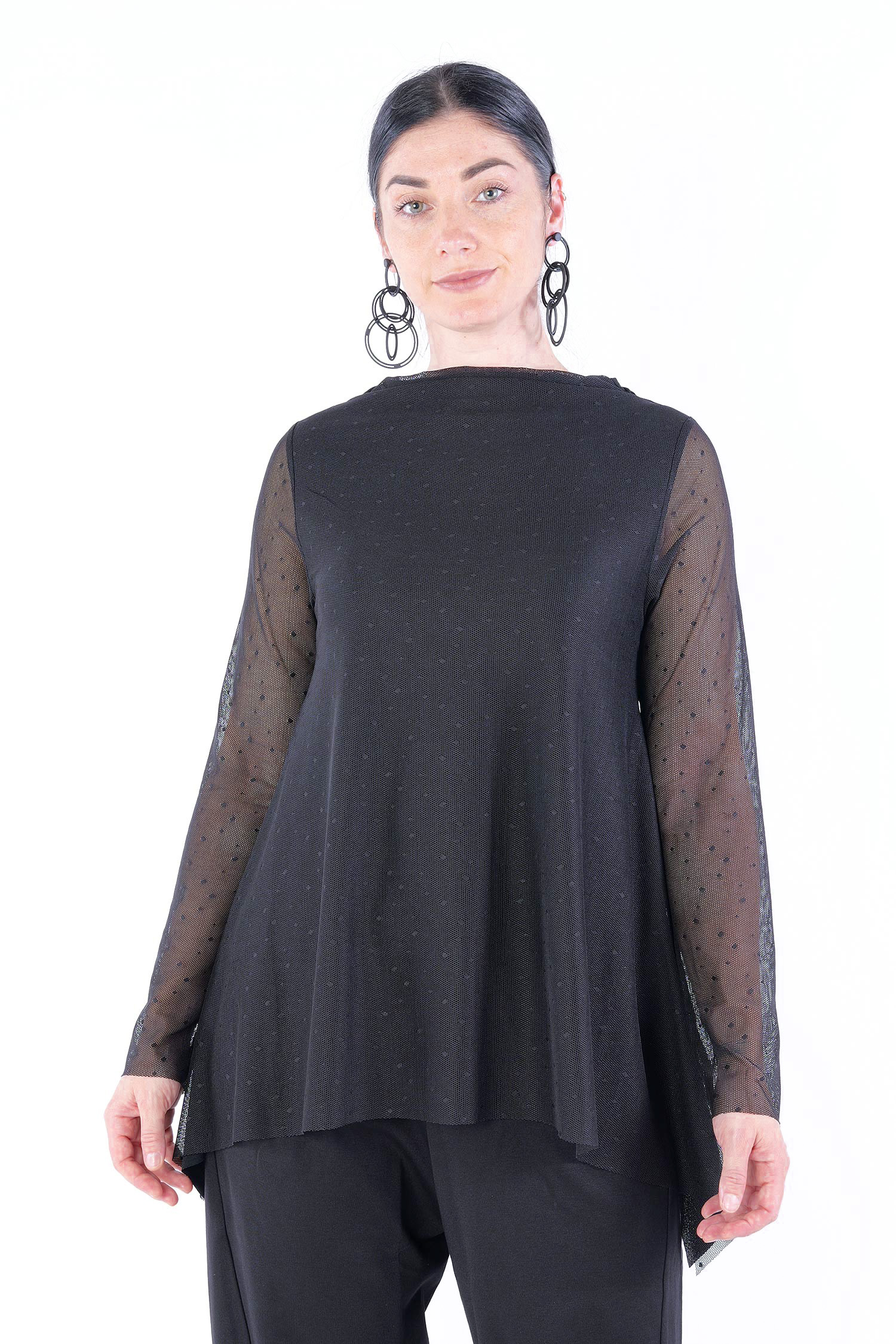 Tülllongsleeve - Schwarz - W25-54