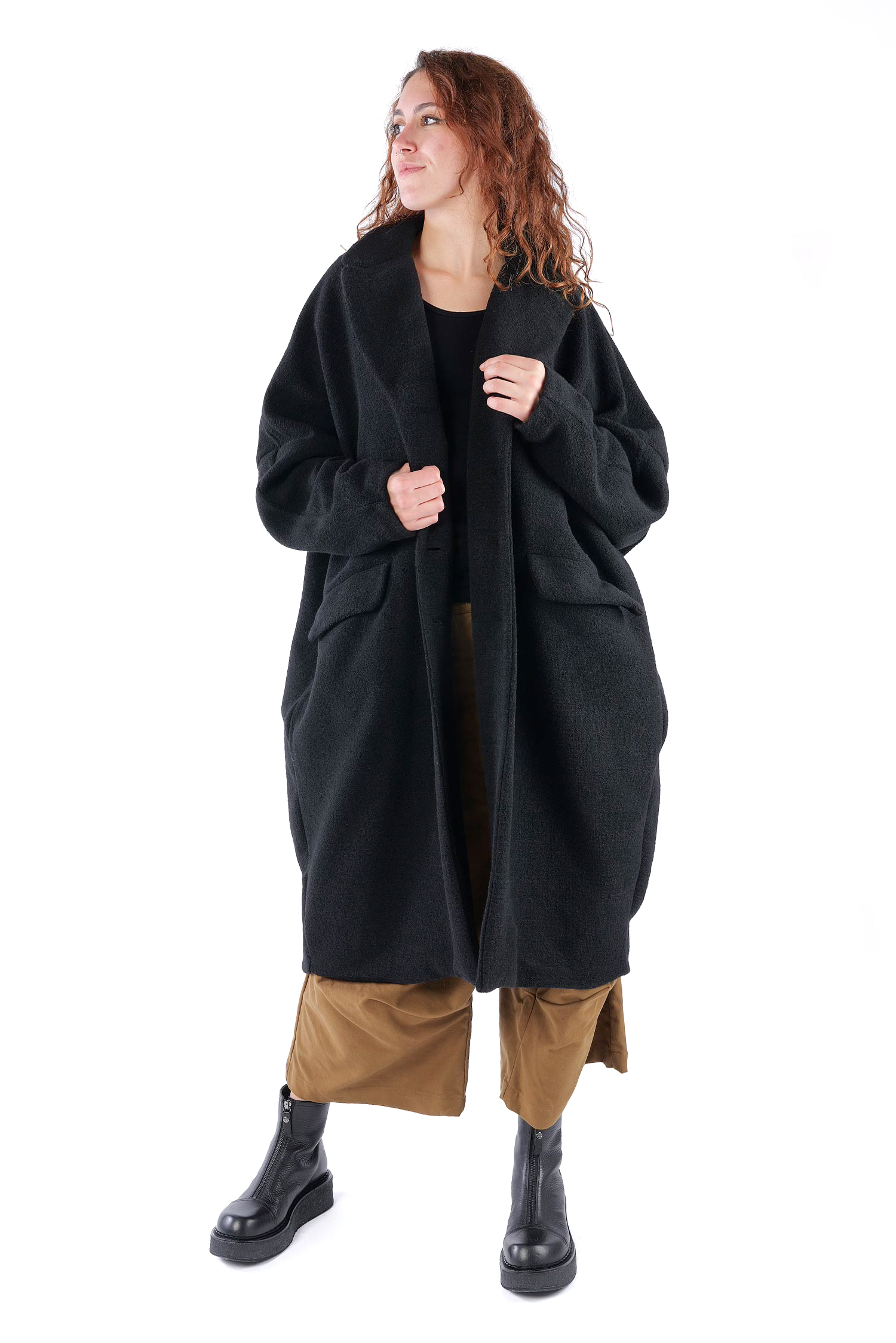 Oversize Wintermantel - Schwarz - S491