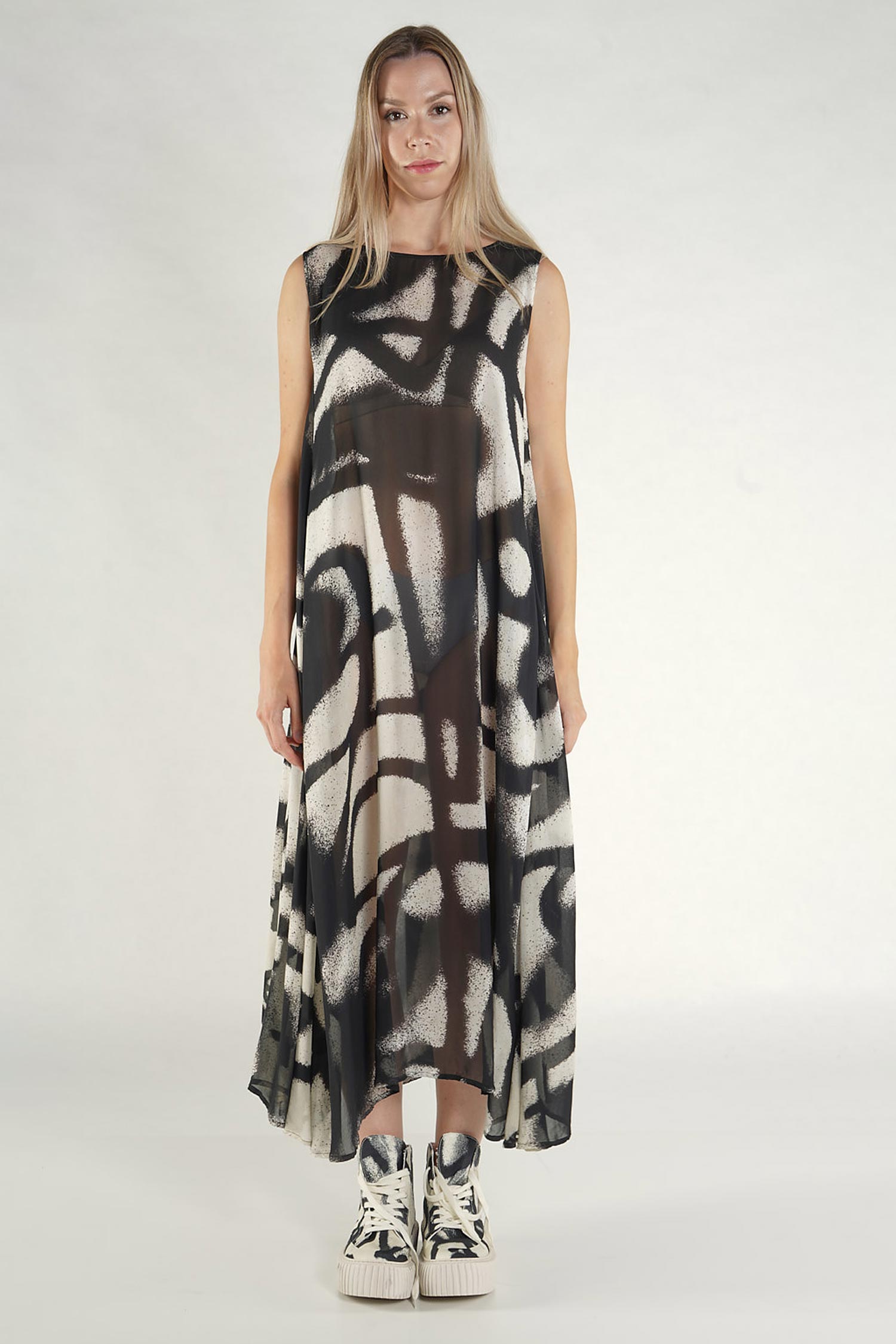 Langes Sommerkleid - Black print - 1261770906