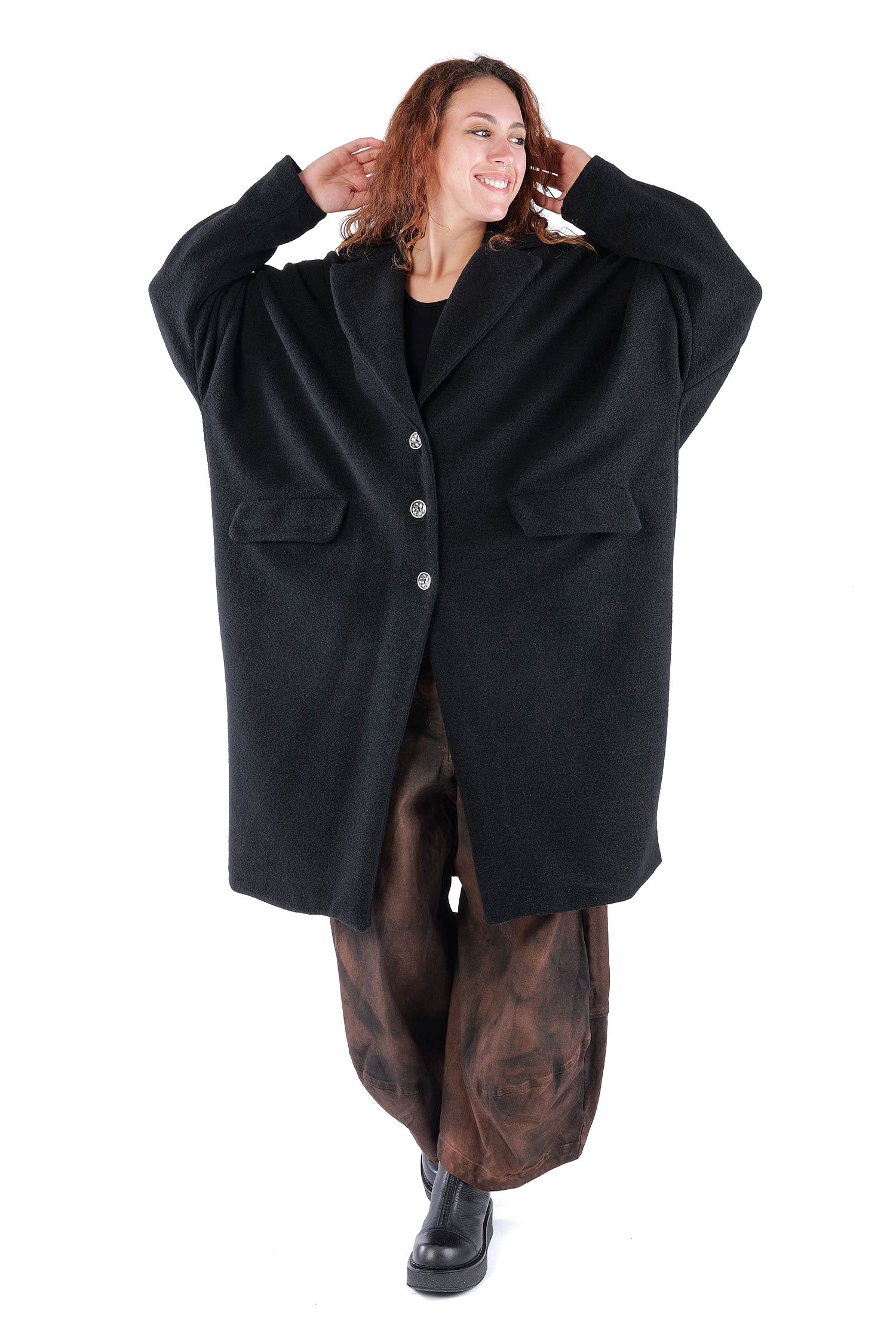 Oversize Wintermantel - Schwarz - S491