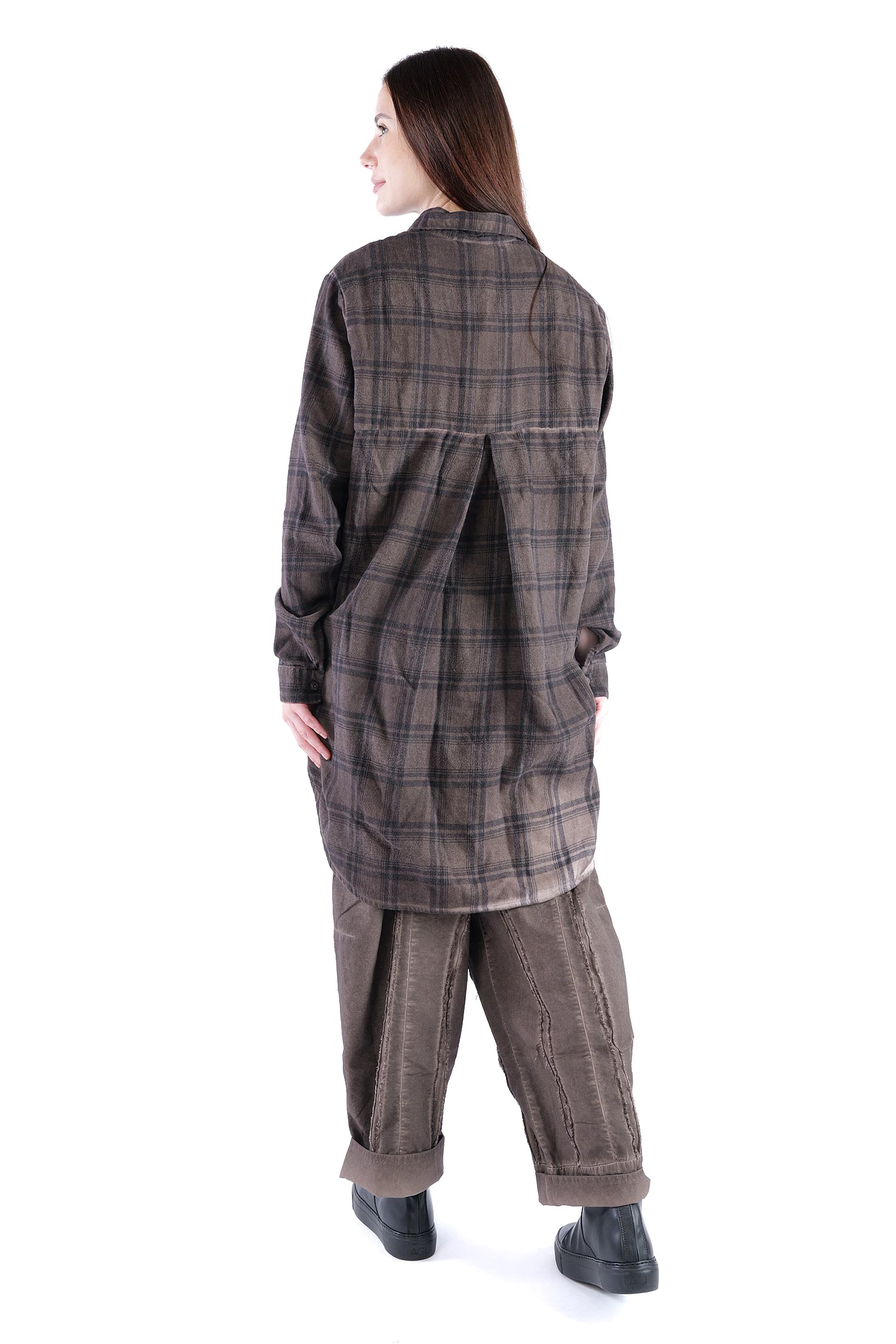 Legere Hemd-Bluse - Truffle old dye check - Allora