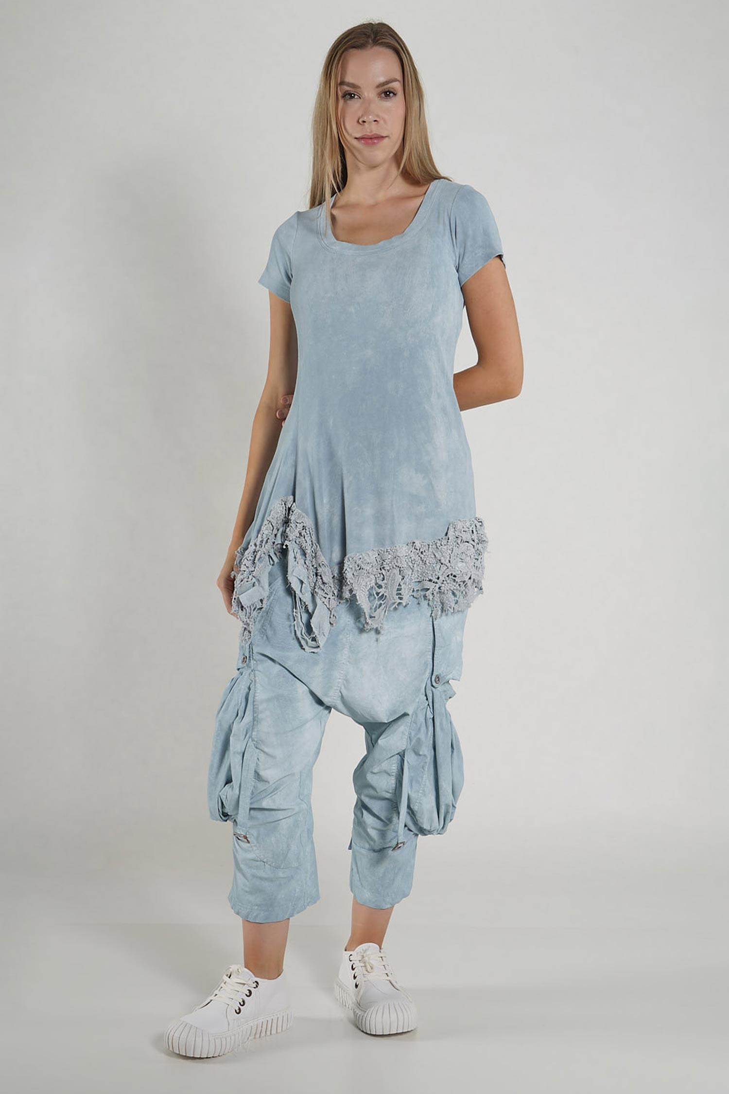 T-Shirt mit Spitze - Seafoam fog - 1262180501