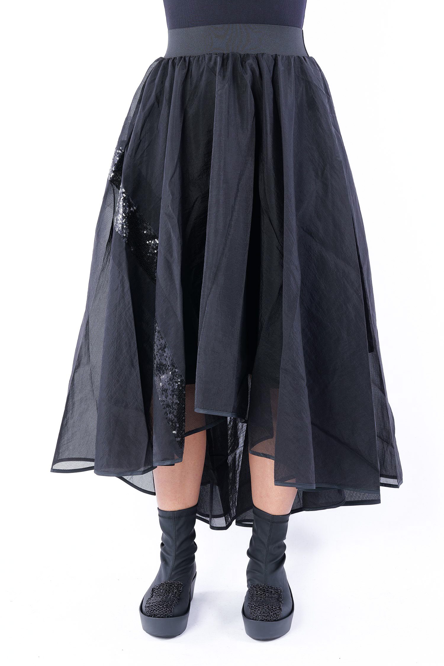 Rock mit Pailletten - Schwarz - W25-98