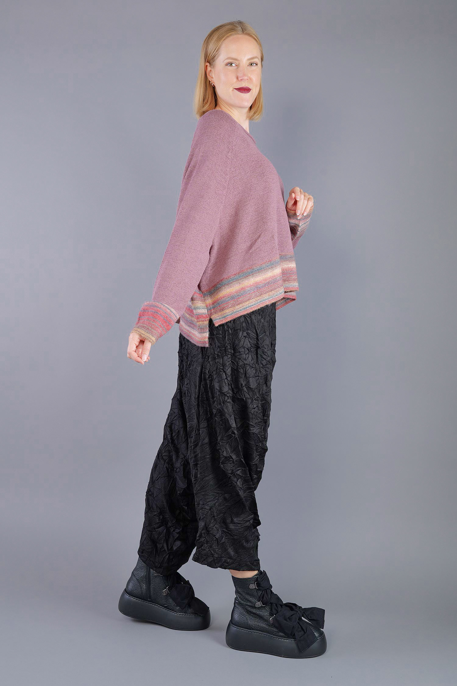 Oversized knitted pullover - Crystal stripe - 2263720703