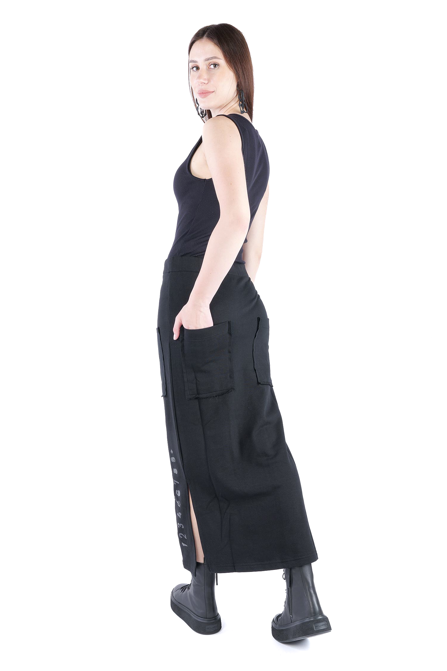 Schmaler Sweatrock - Black print - 3041
