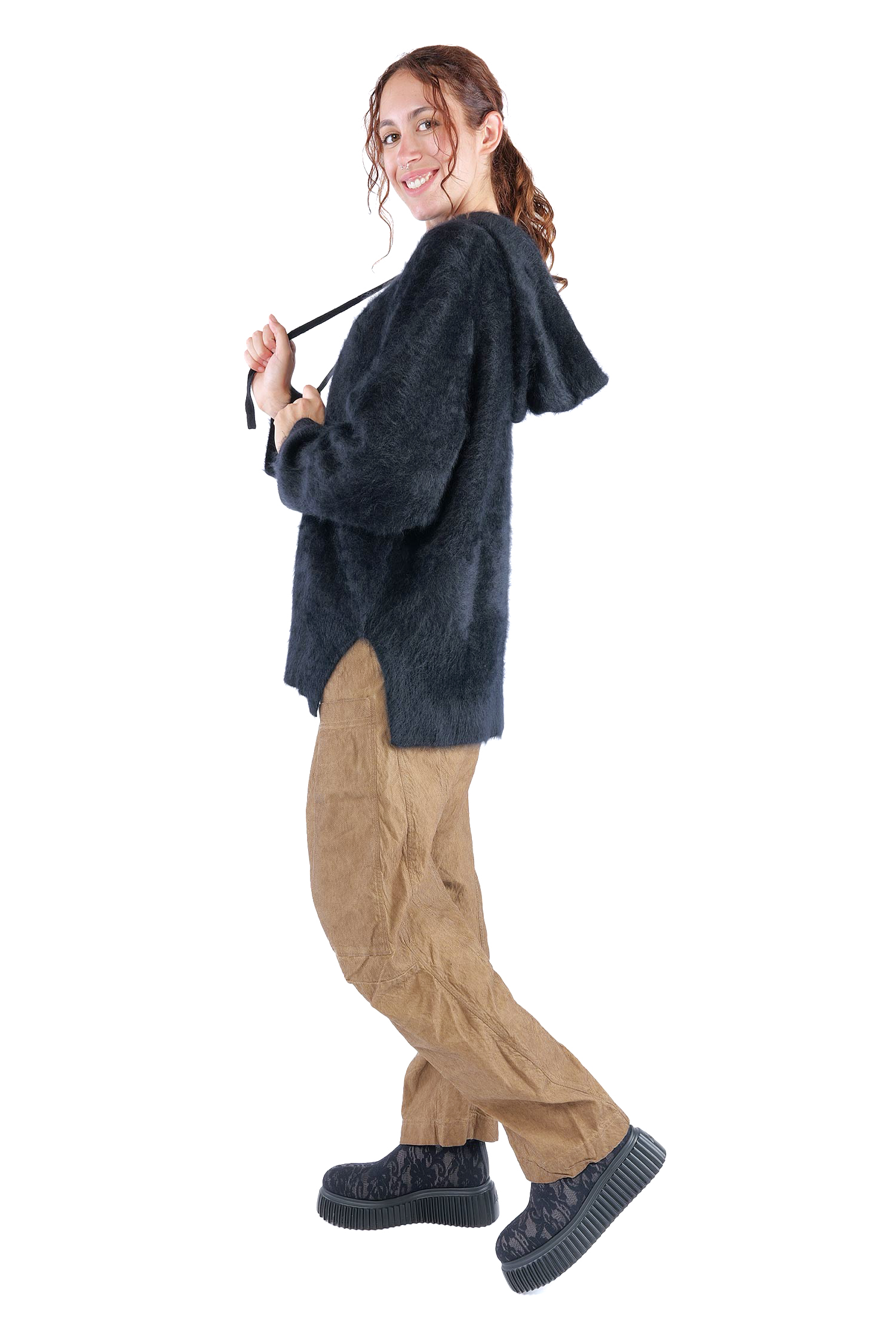 Flauschiger Kaschmir Hoodie - Night - 26132