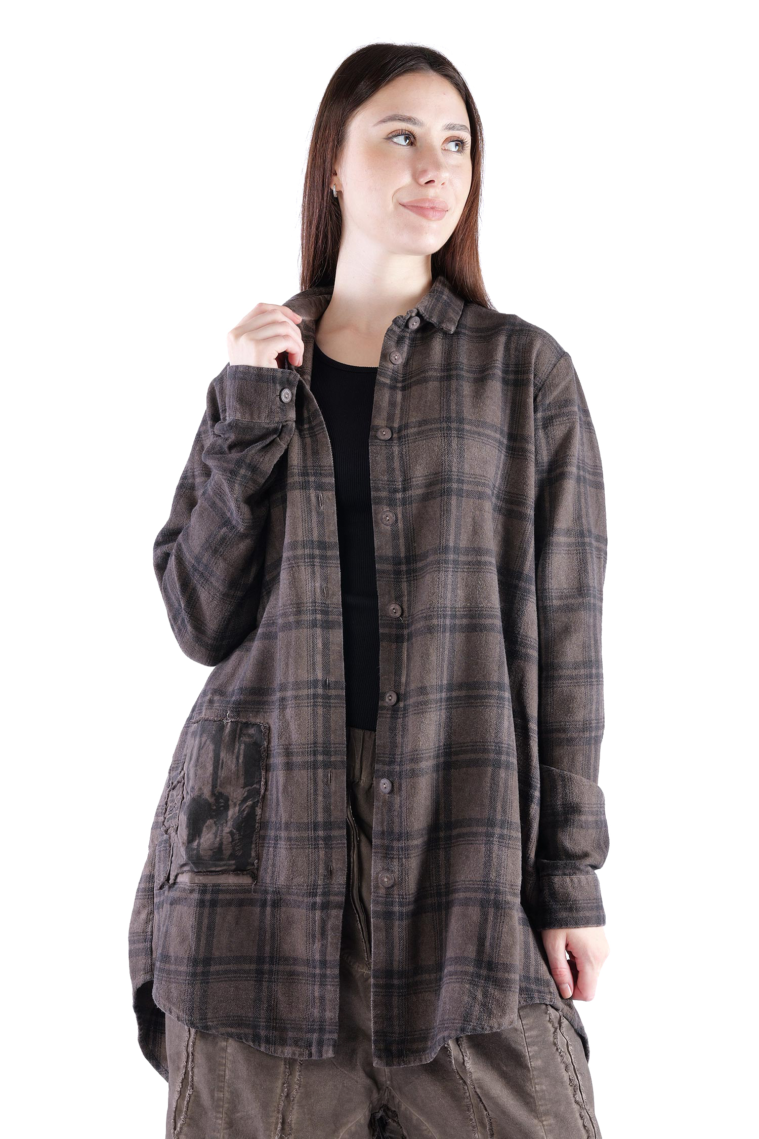 Legere Hemd-Bluse - Truffle old dye check - Allora
