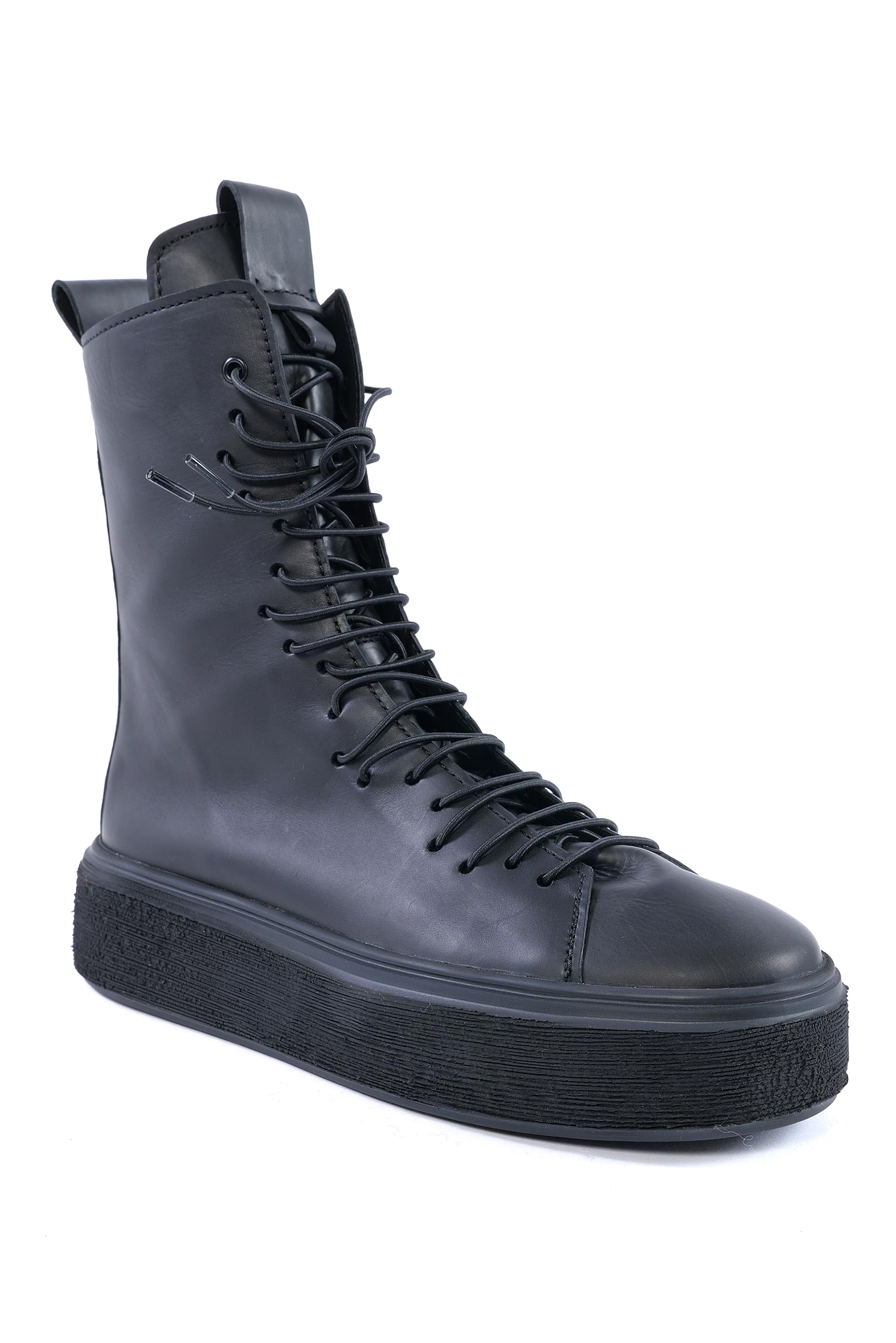 High-top leather sneakers - Black - 907108