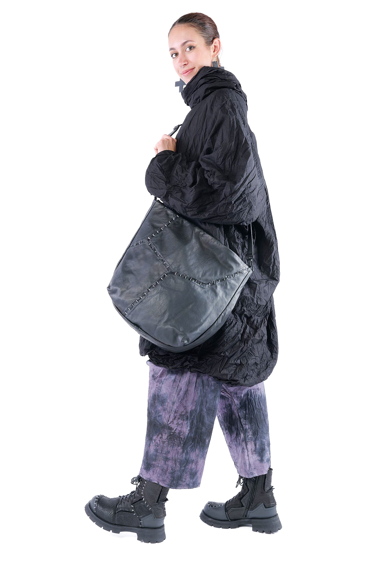 Tasche mit Ziernähten - Schwarz - M.Orsio