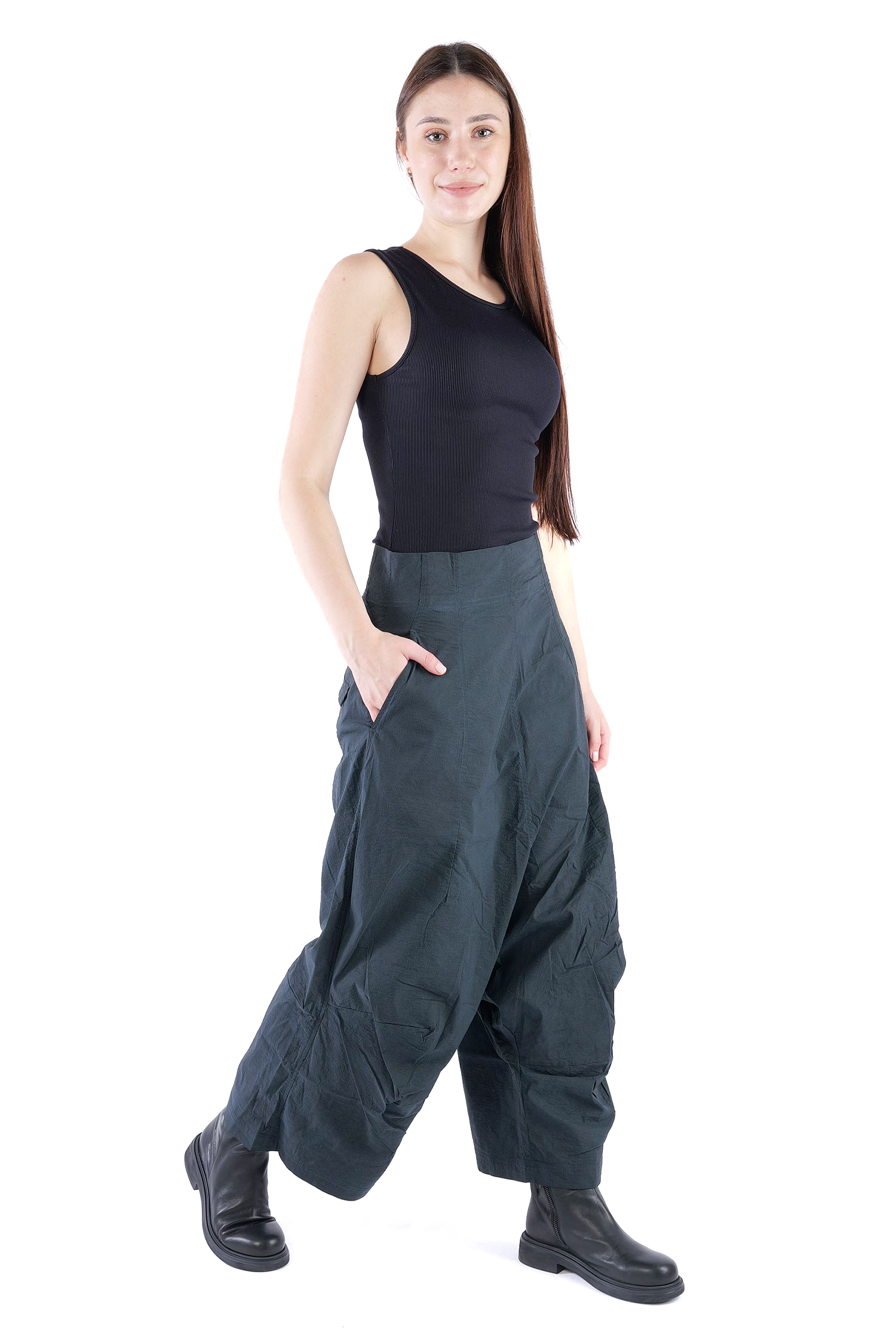Weite Stretchhose - Petrol cloud - 2261240124