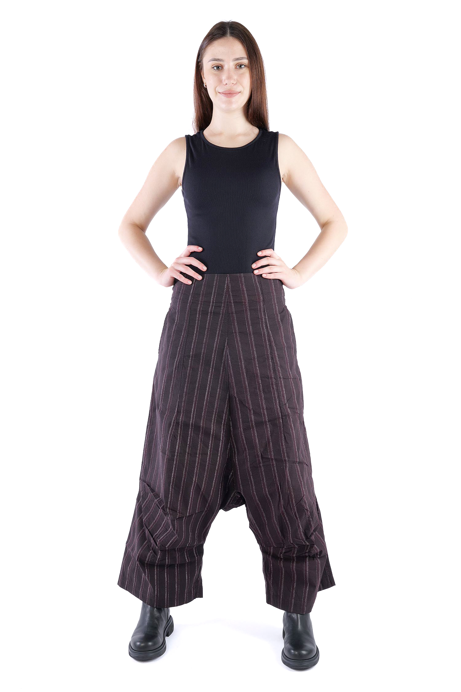 Weite Stretchhose - Purple cloud stripe - 2261240104