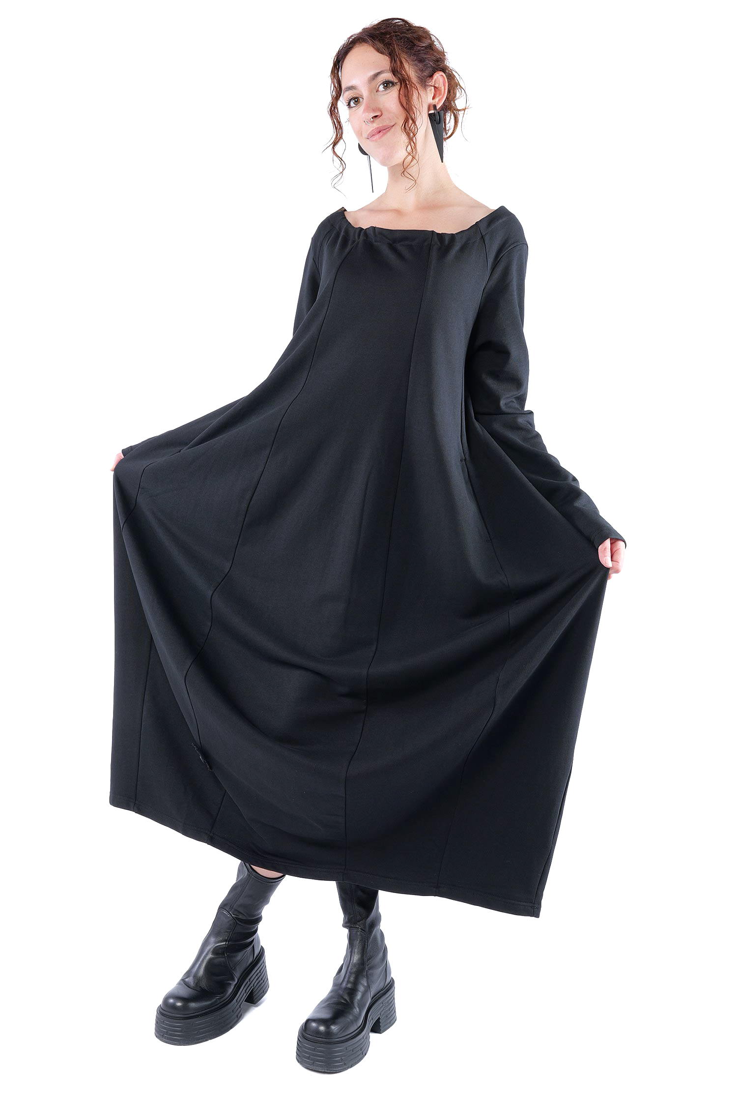 Tulpiges Sweatkleid - Schwarz - 1161