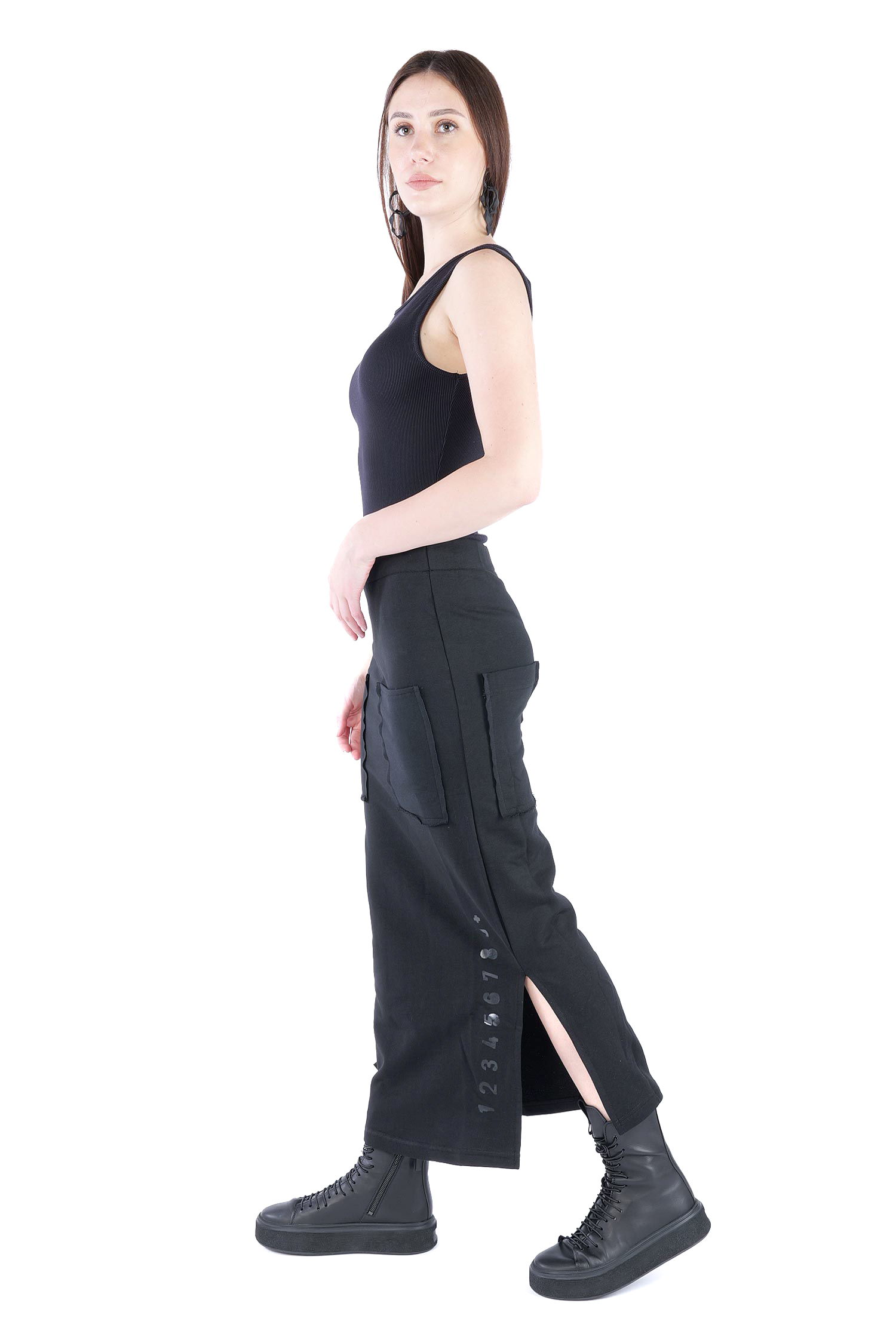 Schmaler Sweatrock - Black print - 3041