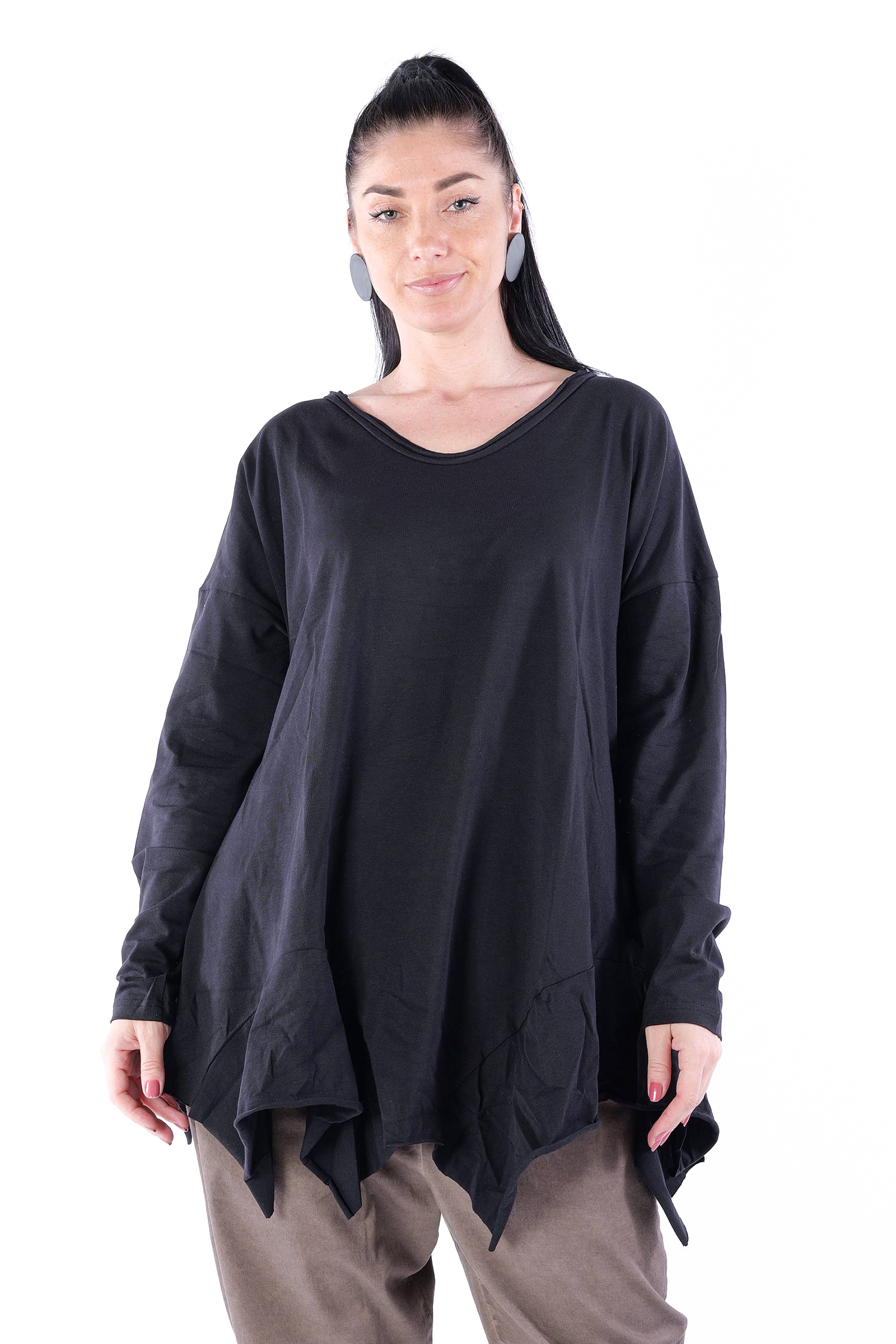 Oversize Jersey Pullover - Schwarz - 5050