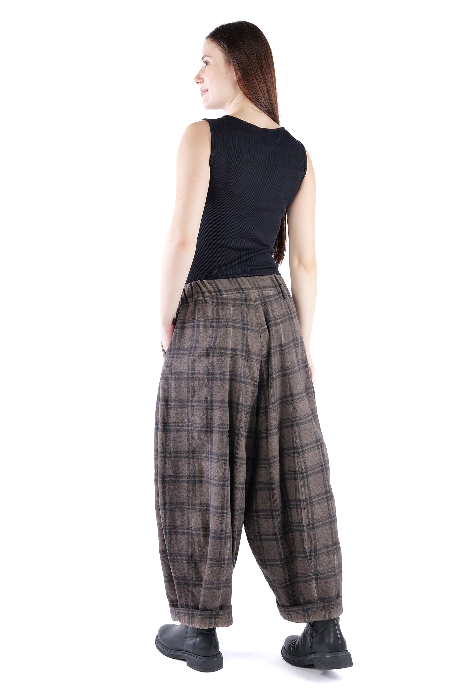 Wide pants - Truffle old dye check - Alido