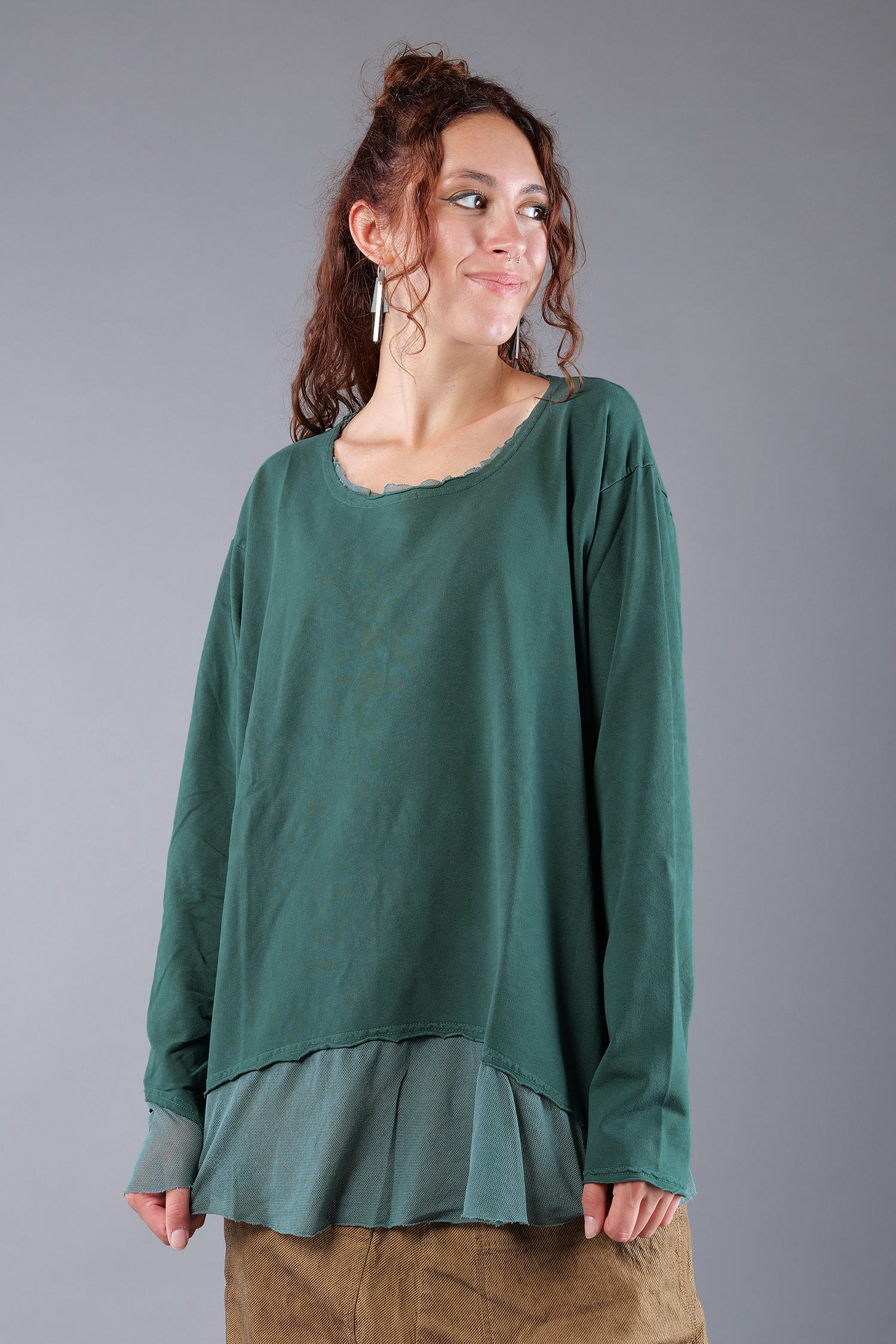 Shirt mit Tüll - Forest - 2263510502